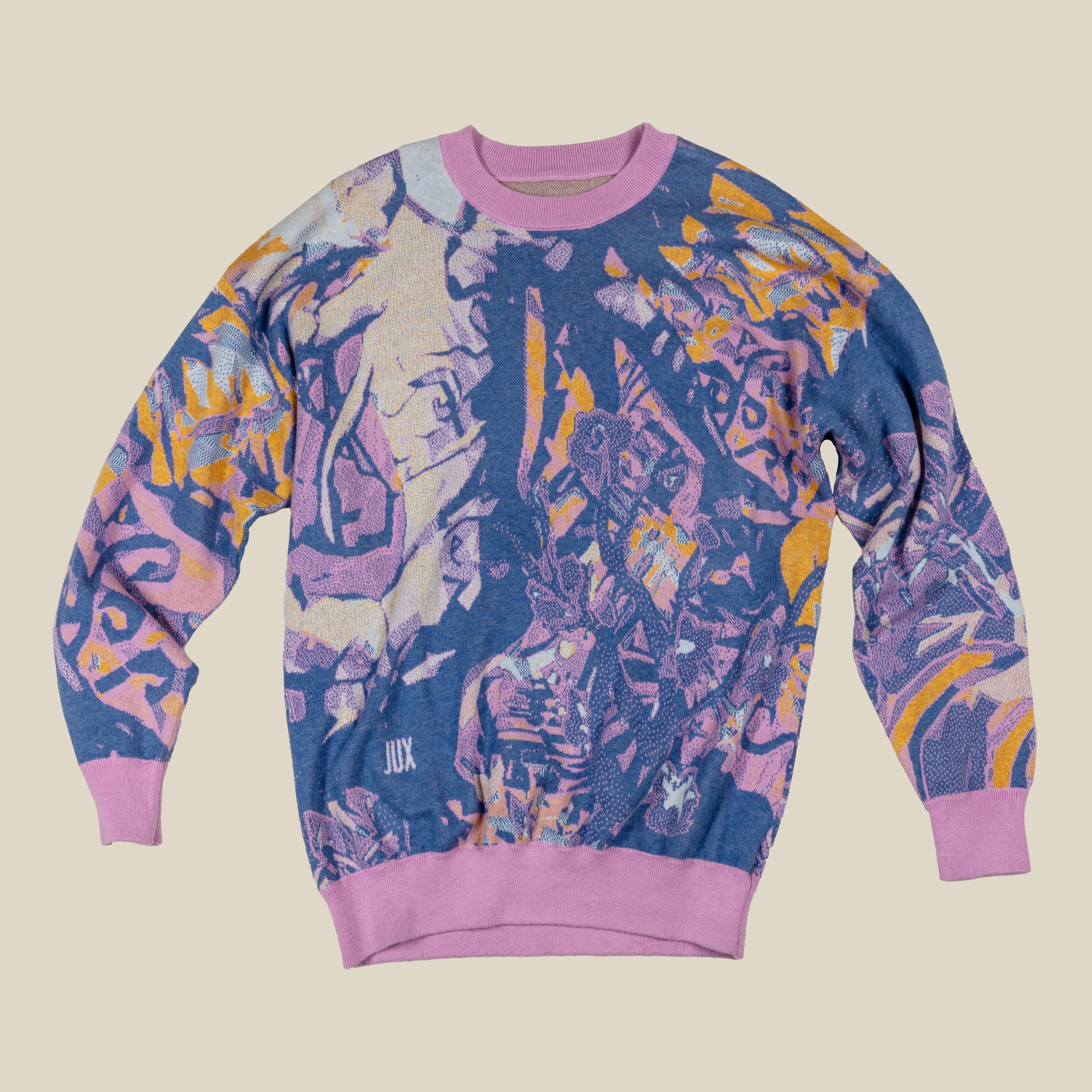 Unisex Jacquard Crewneck Knitted Sweater Relaxed Fit | JUX