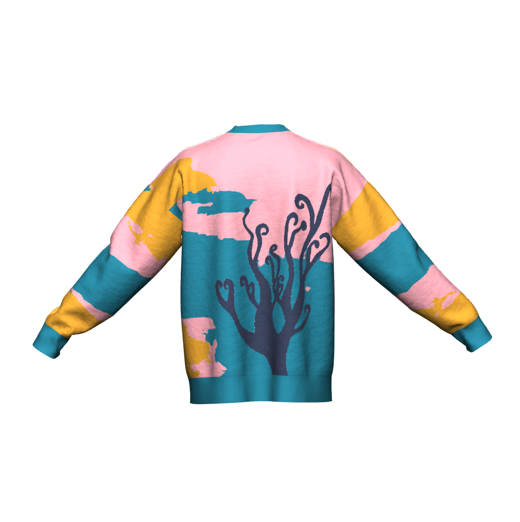 Unisex Jacquard Crewneck Knitted Sweater Relaxed Fit - JUX