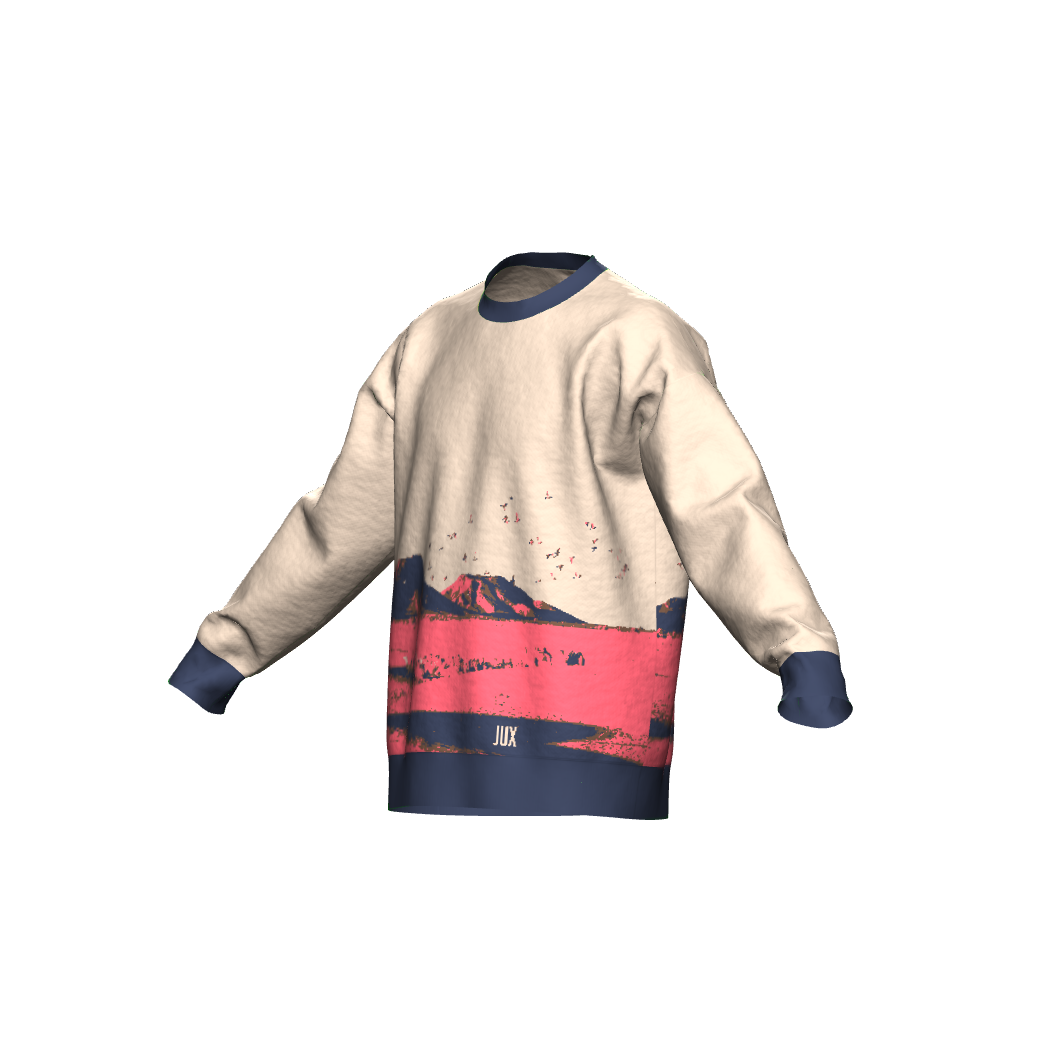 Unisex Jacquard Crewneck Knitted Sweater Relaxed Fit - JUX