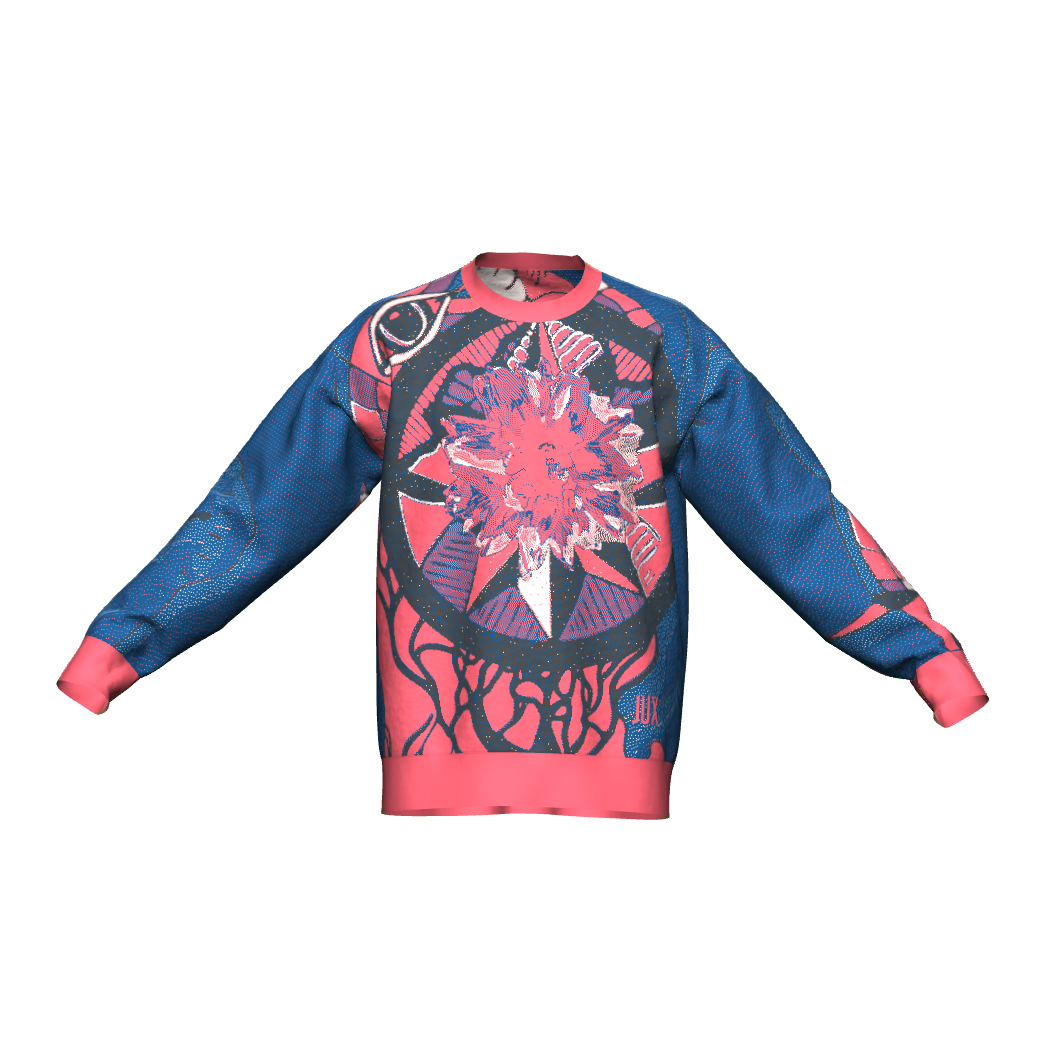 Unisex Jacquard Crewneck Knitted Sweater Relaxed Fit - JUX