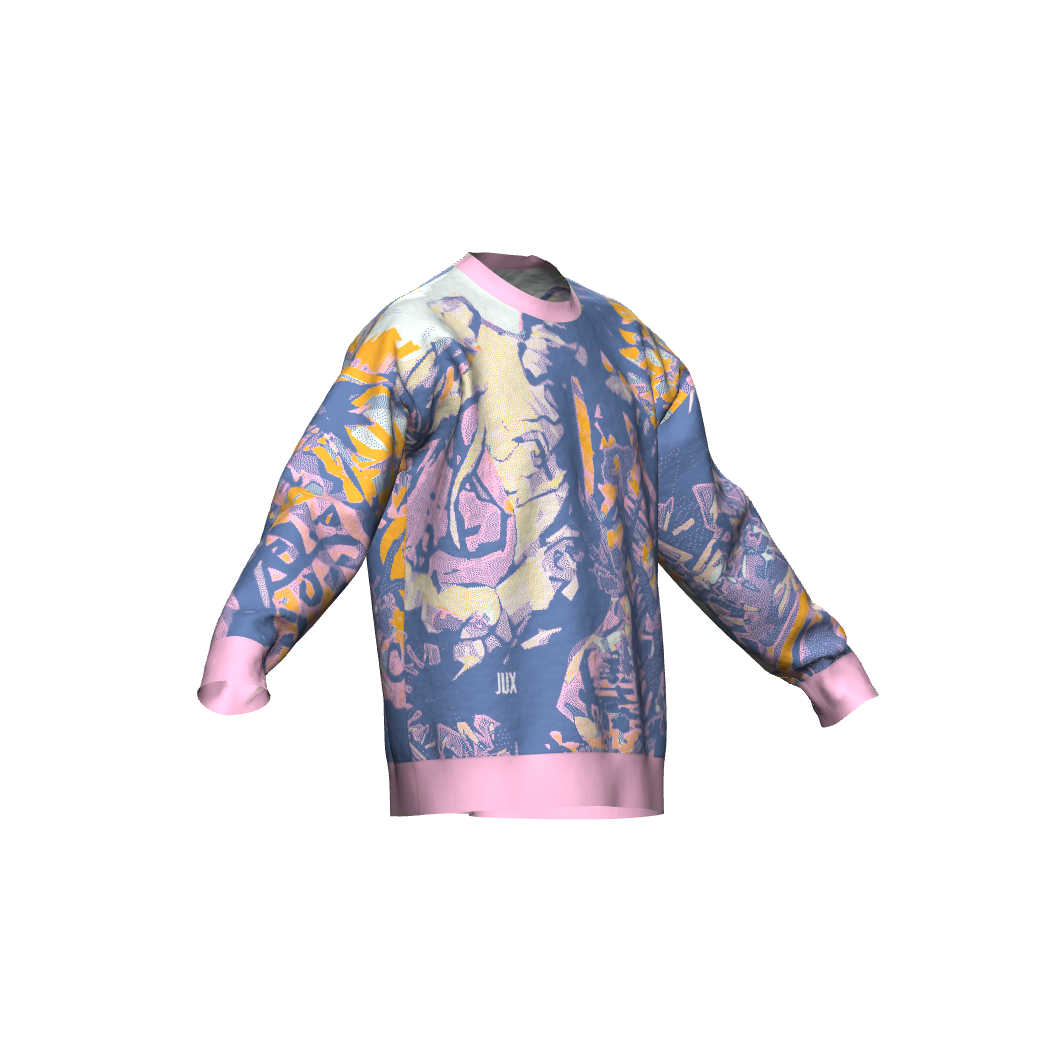 Unisex Jacquard Crewneck Knitted Sweater Relaxed Fit - JUX