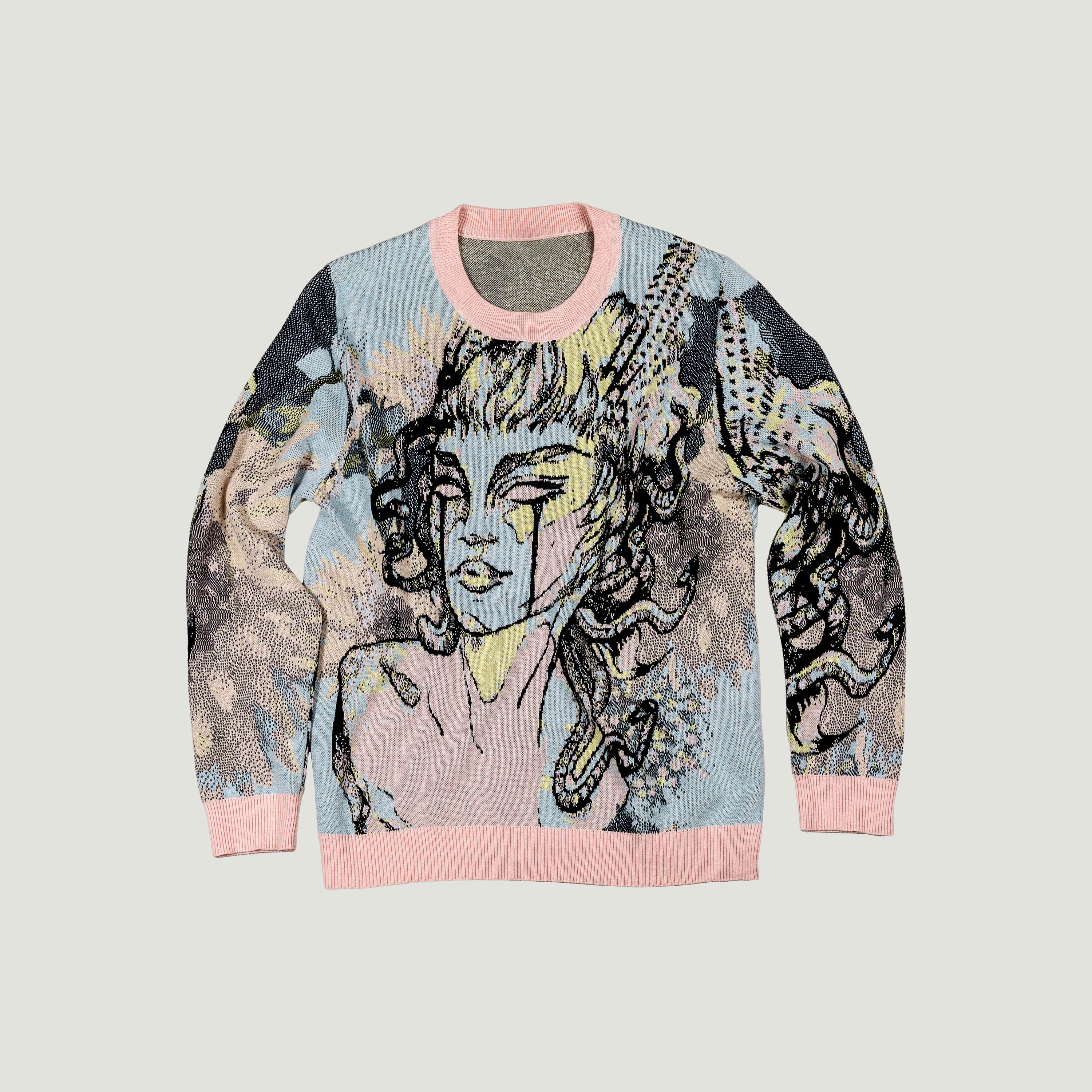 Unisex Jacquard Crewneck Knitted Sweater Classic Fit - JUX