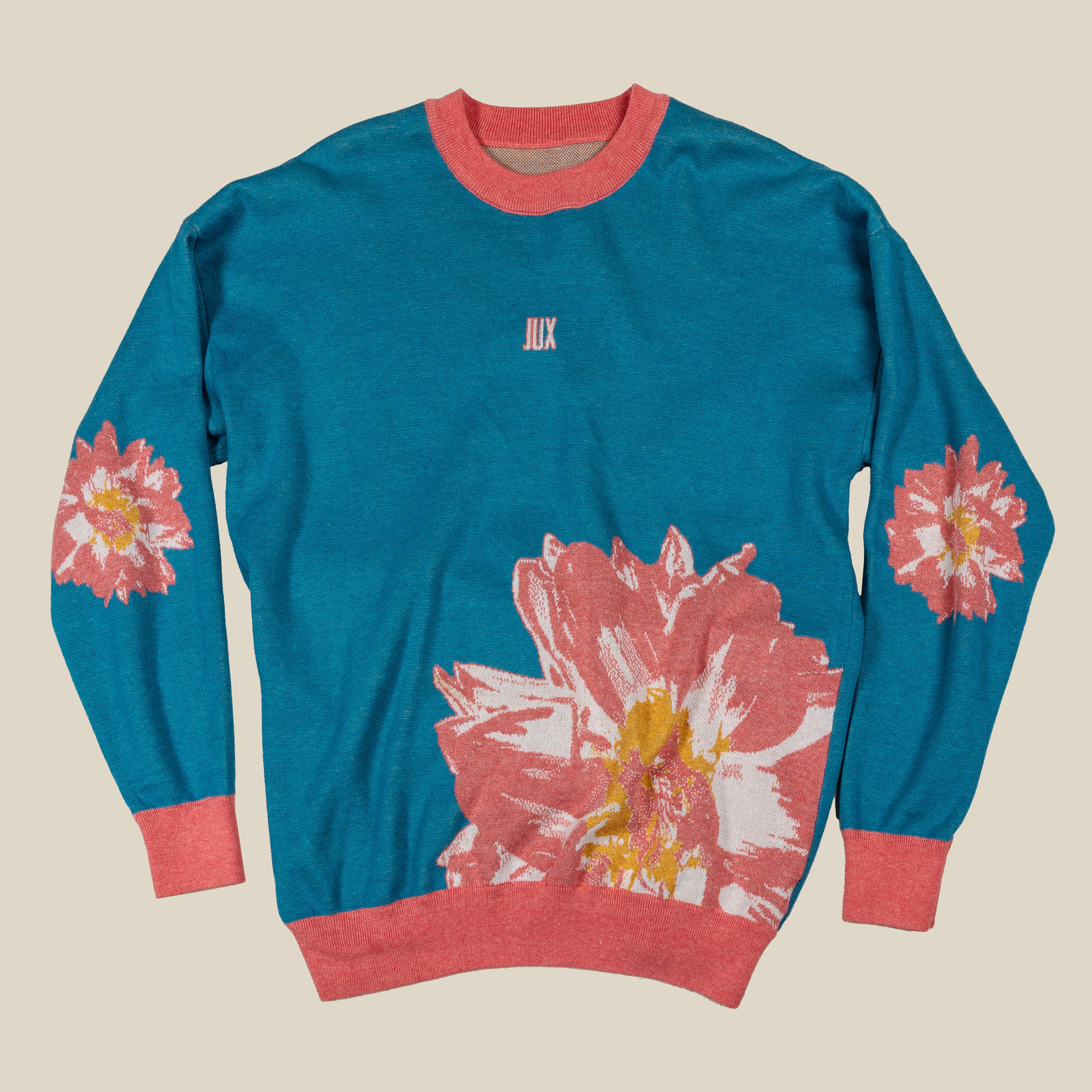 Unisex Jacquard Crewneck Knitted Sweater Relaxed Fit - JUX