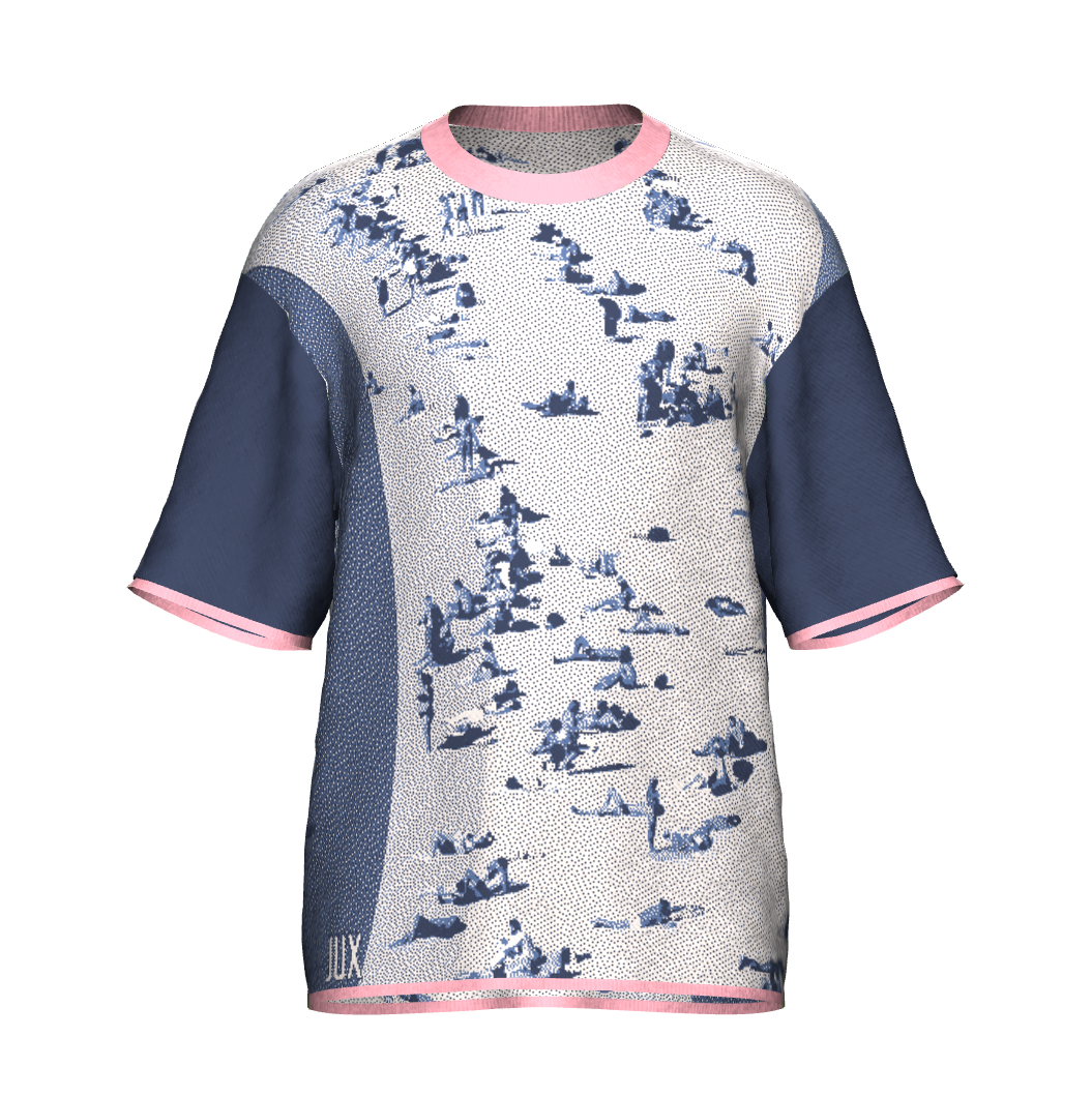 Unisex Jacquard Crewneck Short Sleeve Knitted Sweater - JUX