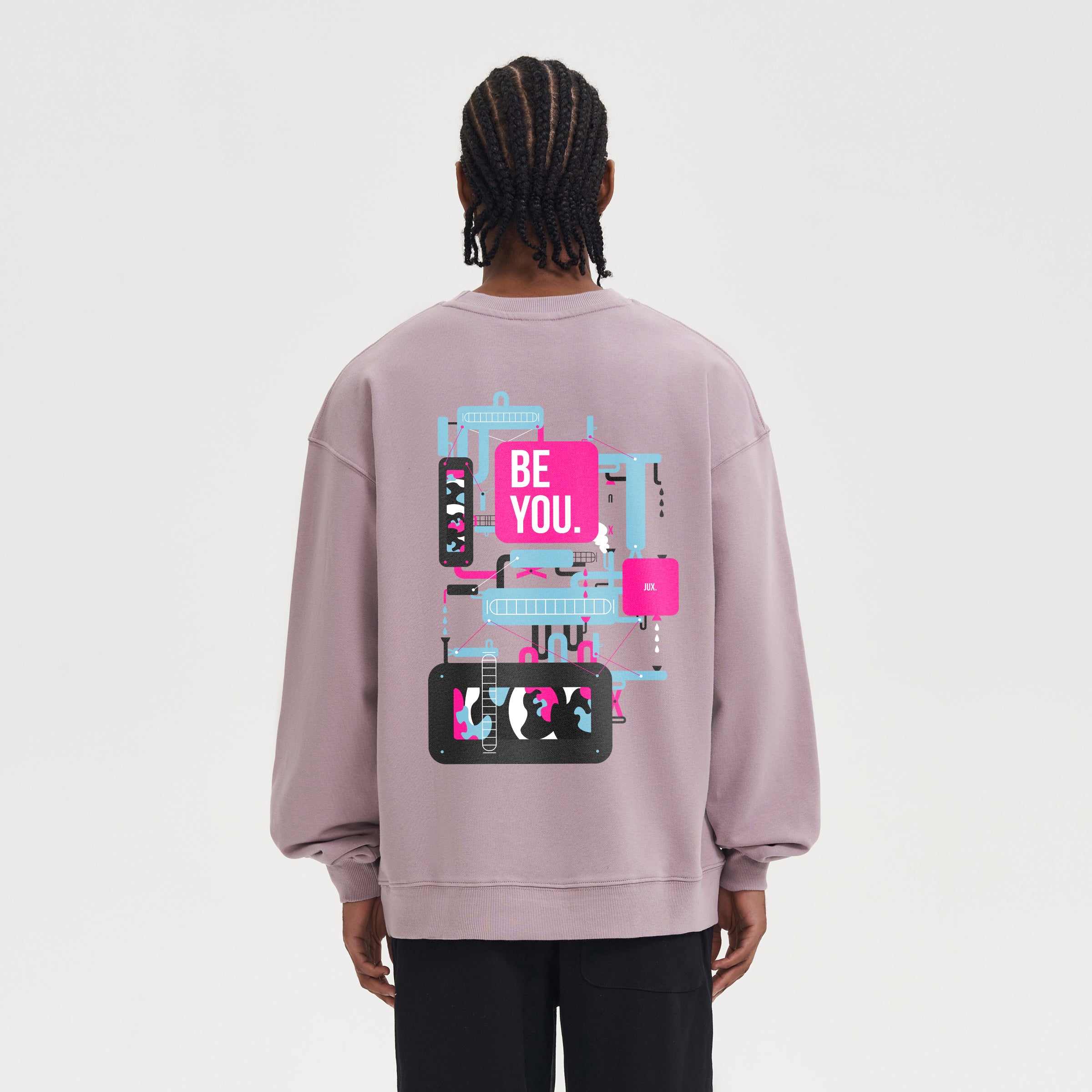 Unisex Embroidered Heavyweight Oversized Sweatshirt - BE YOU - JUX