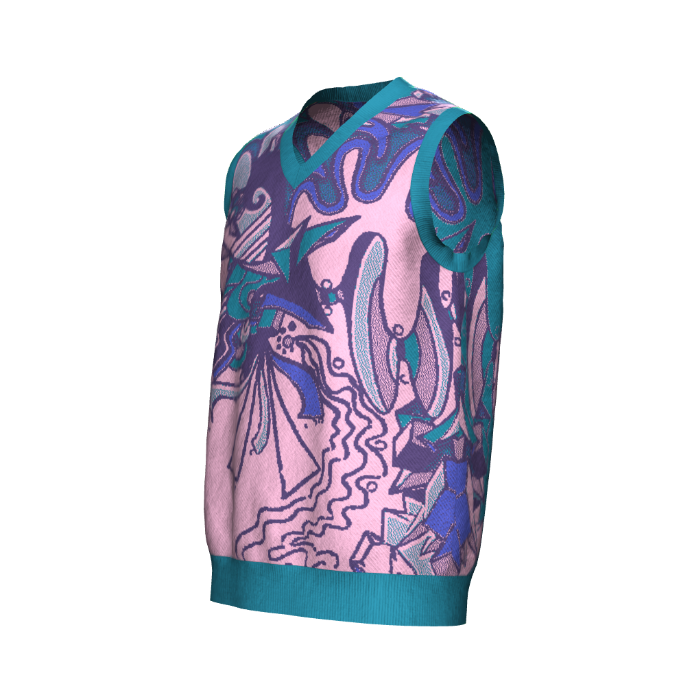 Unisex Jacquard Knitted V-Neck Sweater Vest - JUX