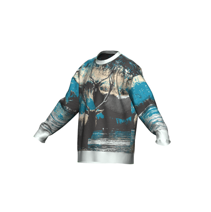 Unisex Jacquard Crewneck Knitted Sweater Relaxed Fit - JUX
