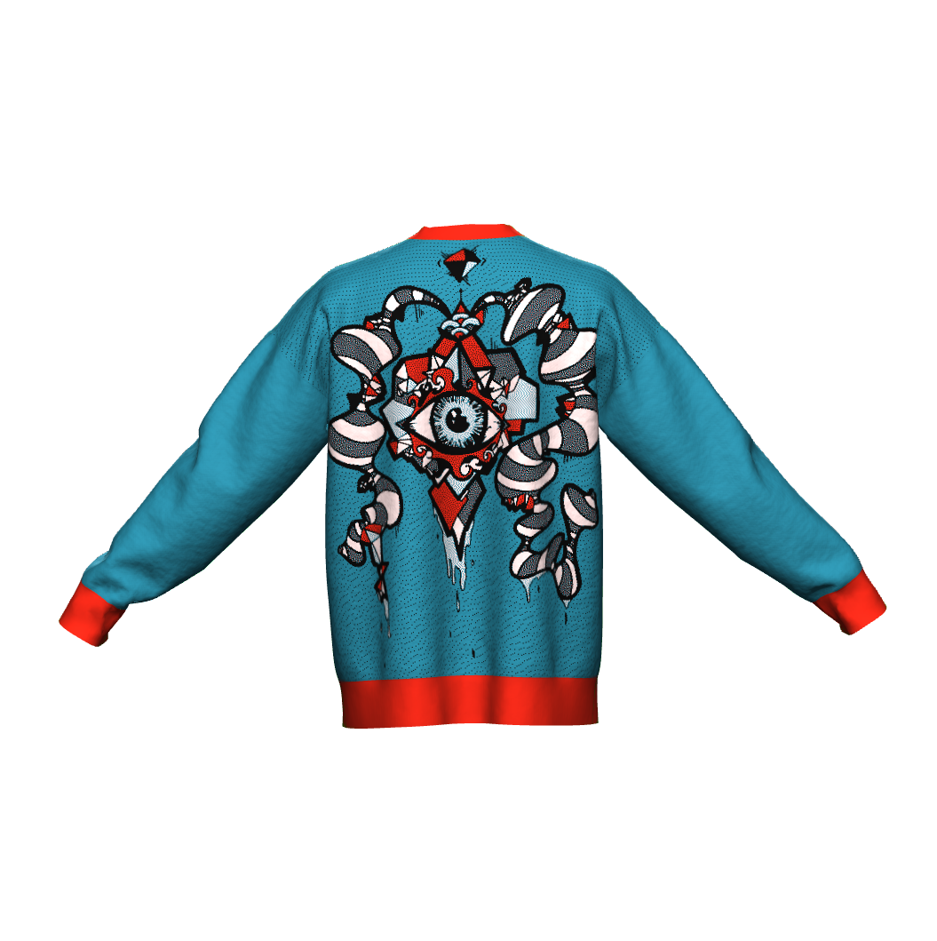 Unisex Jacquard Crewneck Knitted Sweater Relaxed Fit - JUX