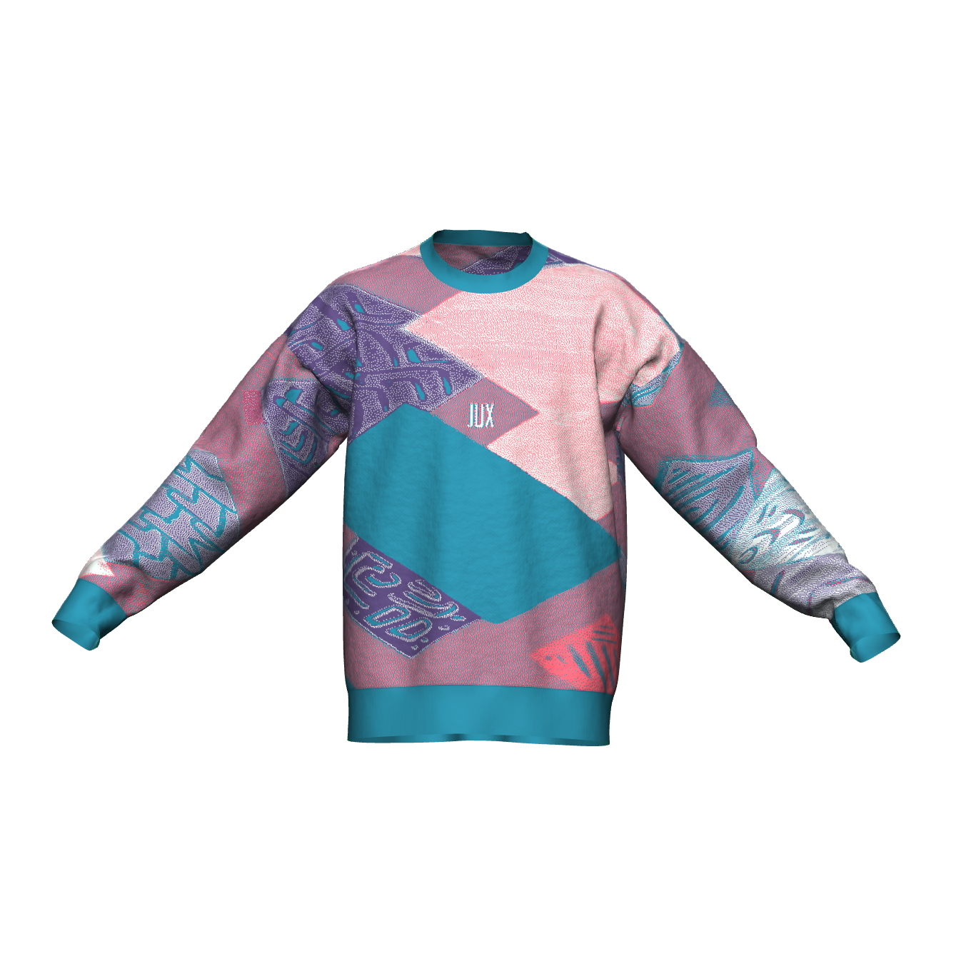 Unisex Jacquard Crewneck Knitted Sweater Relaxed Fit - JUX