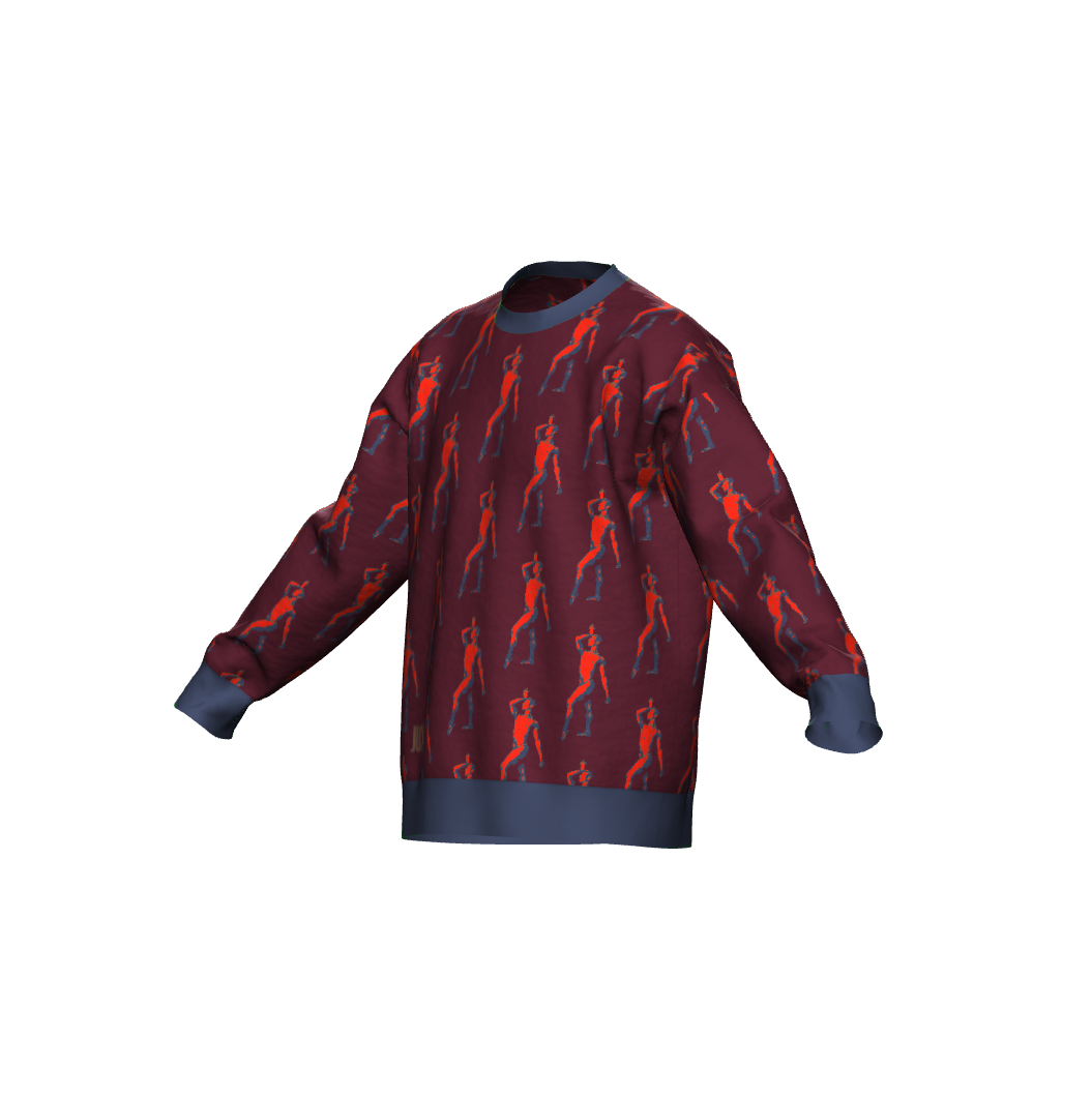 Unisex Jacquard Crewneck Knitted Sweater Relaxed Fit - JUX
