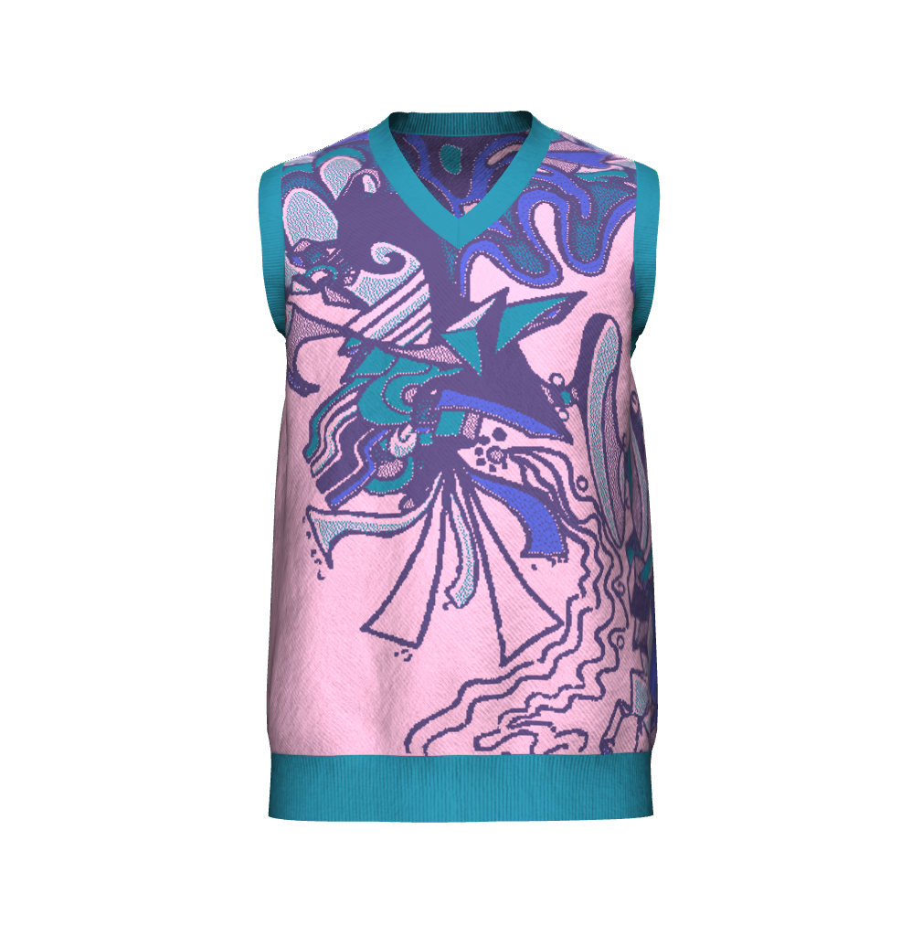 Unisex Jacquard Knitted V-Neck Sweater Vest - JUX