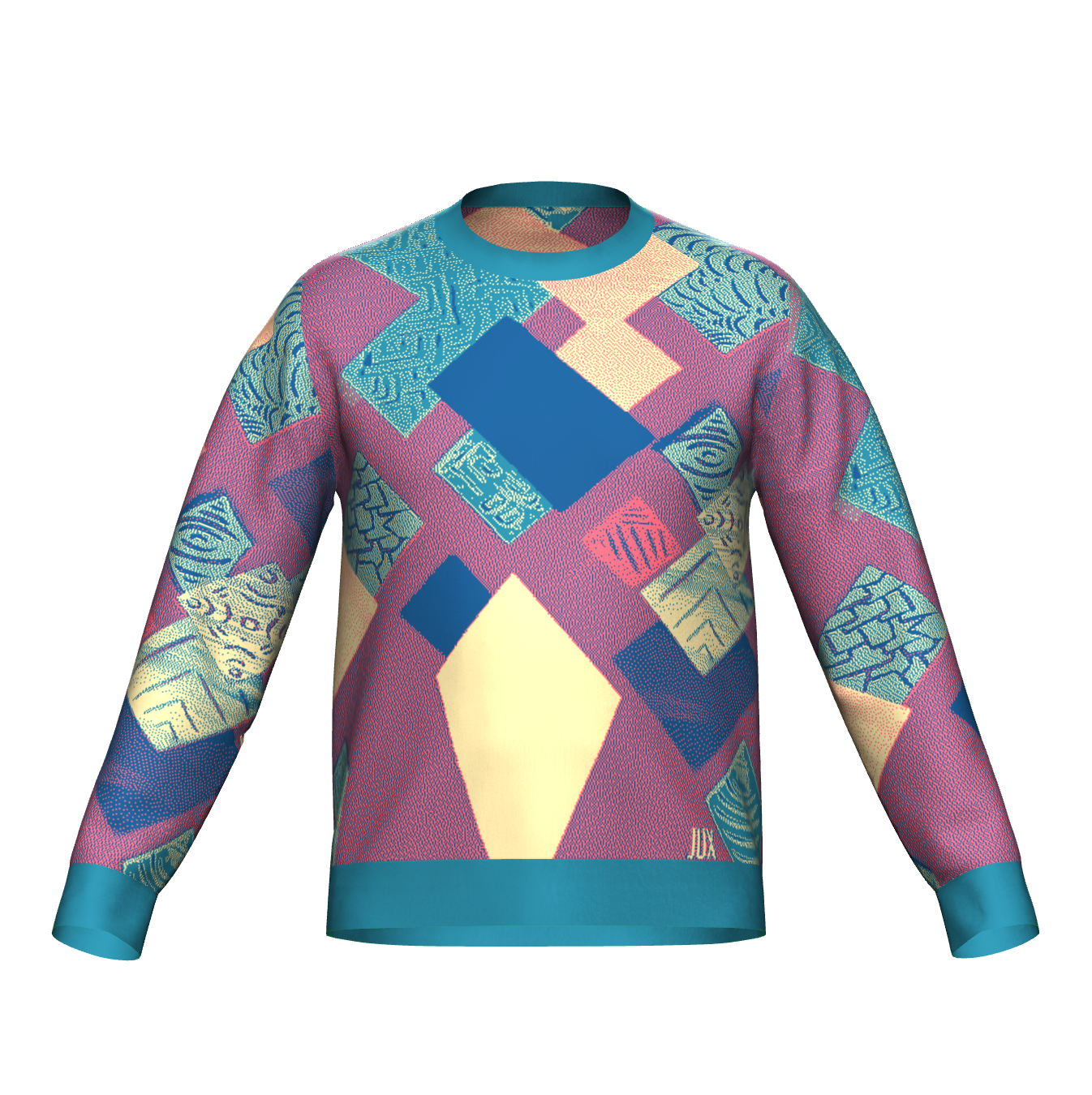 Unisex Jacquard Crewneck Knitted Sweater Classic Fit - JUX