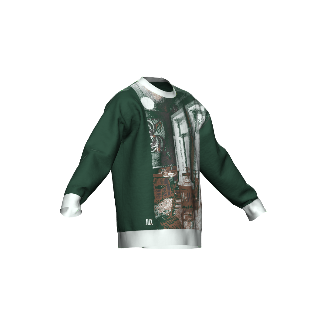 Unisex Jacquard Crewneck Knitted Sweater Relaxed Fit - JUX