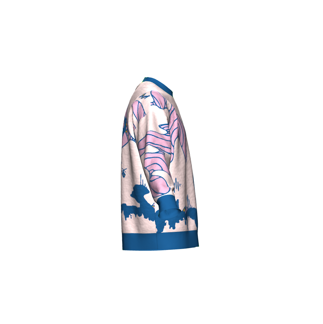 Unisex Jacquard Crewneck Knitted Sweater Relaxed Fit - JUX