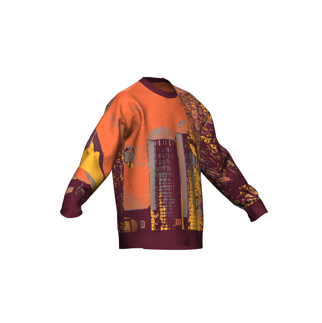 Unisex Jacquard Crewneck Knitted Sweater Relaxed Fit - JUX