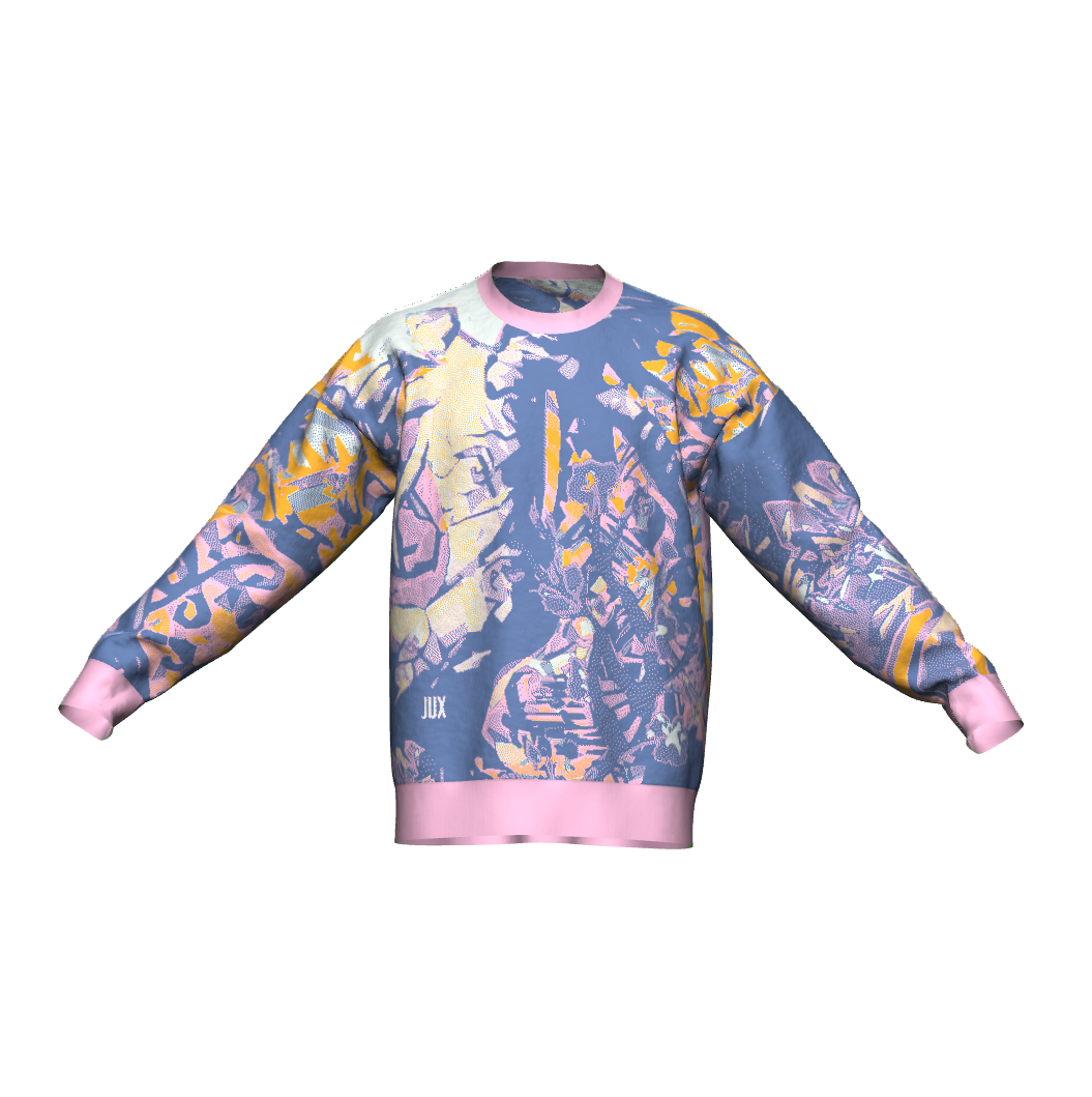 Unisex Jacquard Crewneck Knitted Sweater Relaxed Fit - JUX