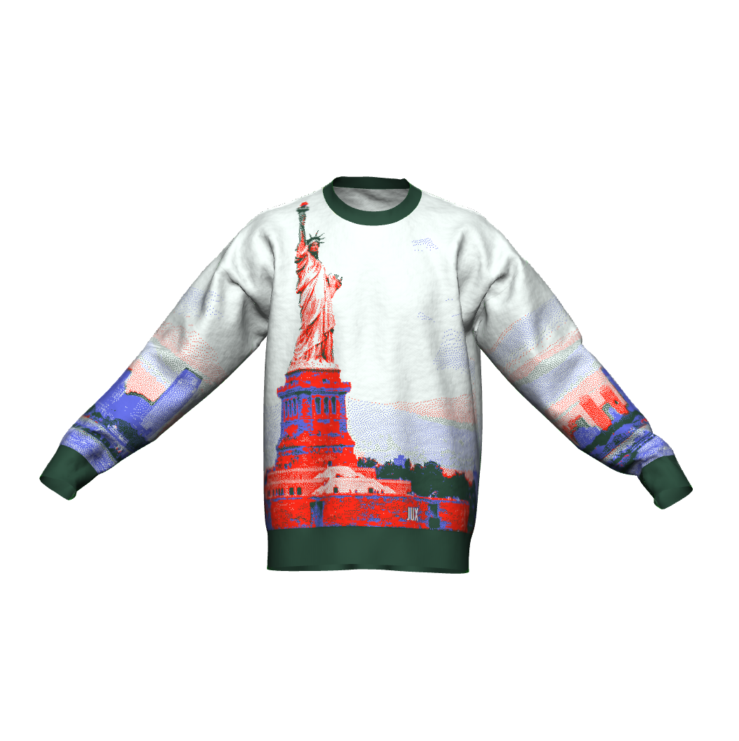 Unisex Jacquard Crewneck Knitted Sweater Relaxed Fit - JUX