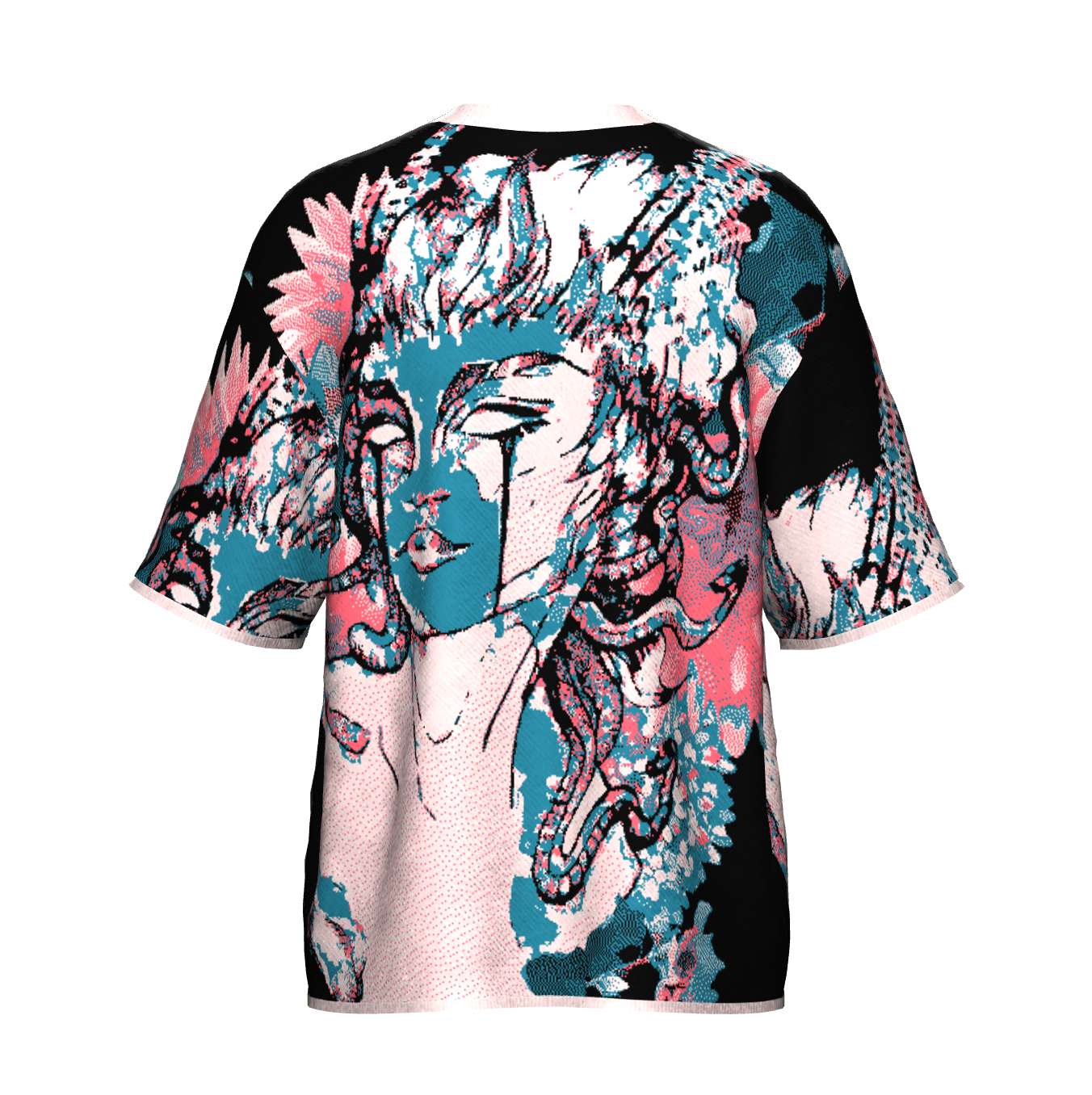Unisex Jacquard Crewneck Short Sleeve Knitted Sweater - JUX