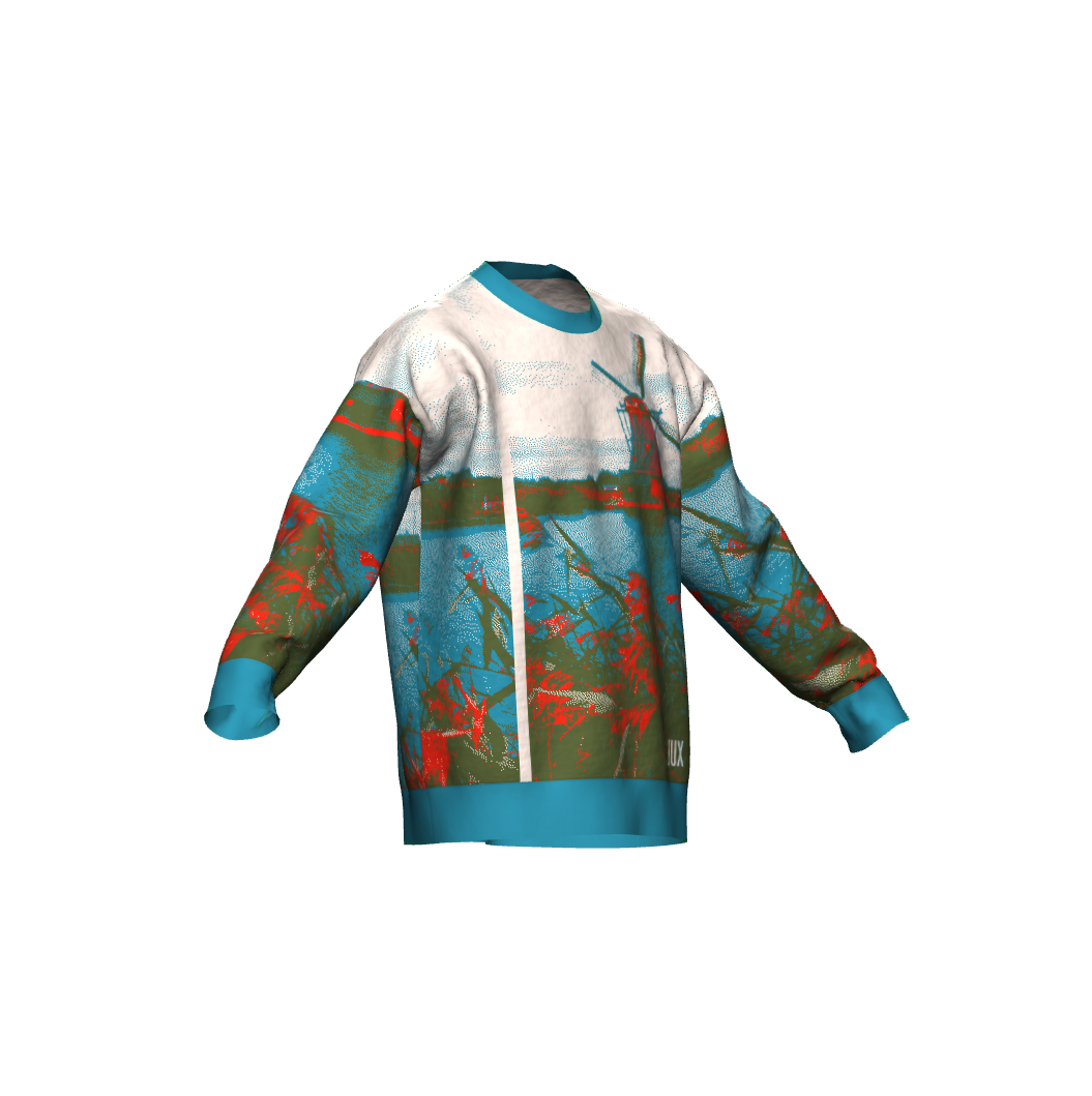 Unisex Jacquard Crewneck Knitted Sweater Relaxed Fit - JUX