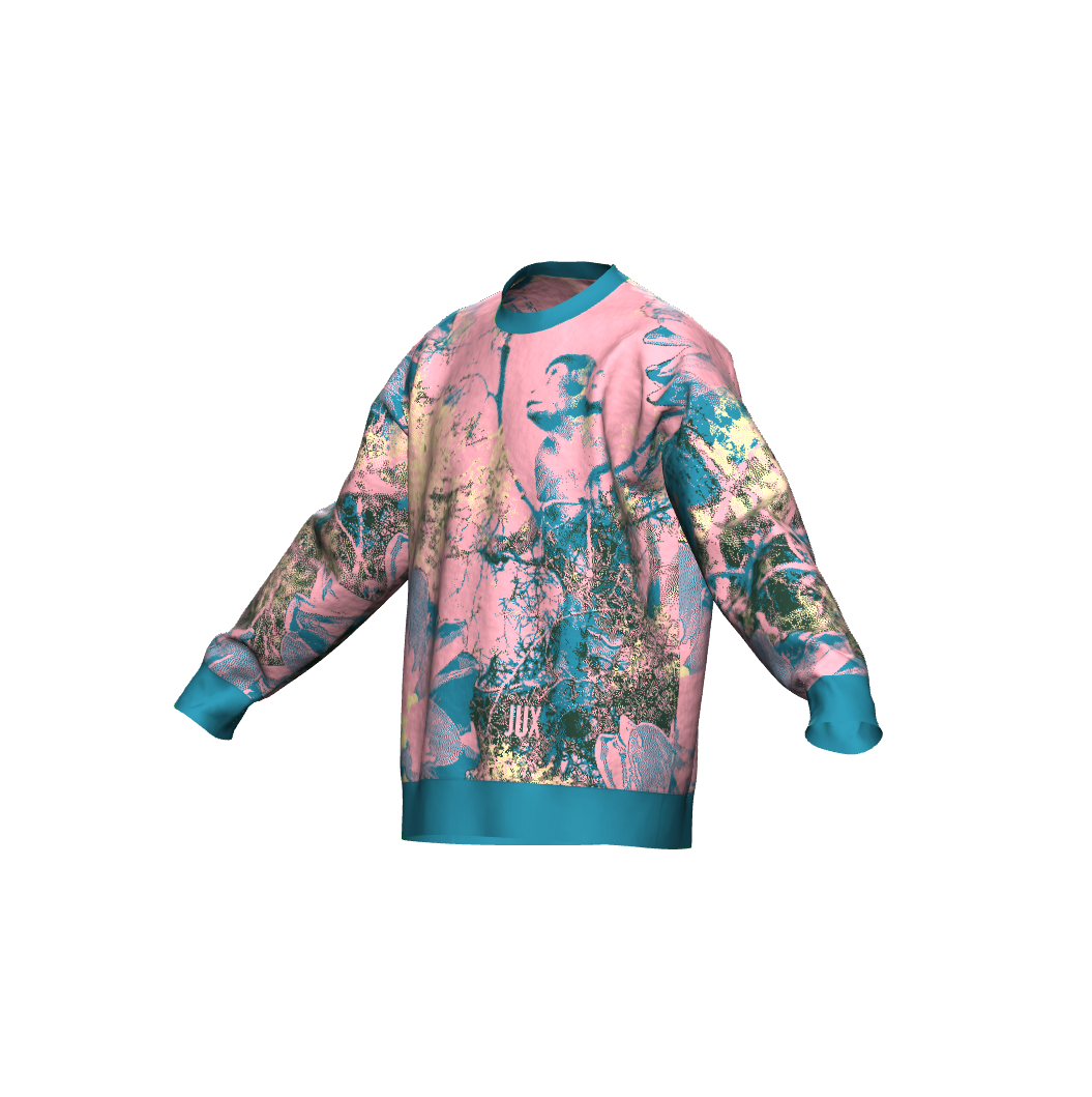 Unisex Jacquard Crewneck Knitted Sweater Relaxed Fit - JUX