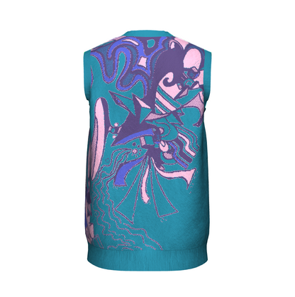 Unisex Jacquard Knitted V-Neck Sweater Vest