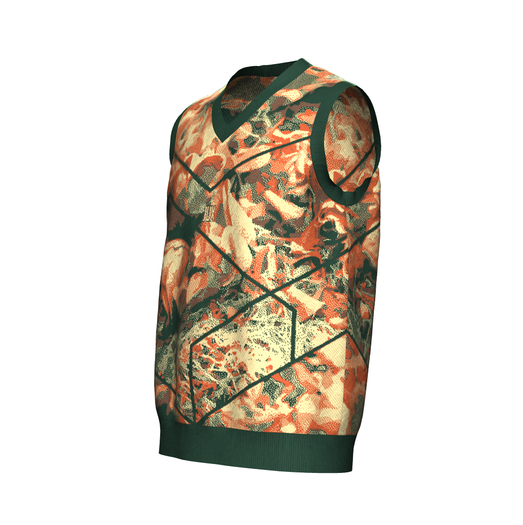 Unisex Jacquard Knitted V-Neck Sweater Vest - JUX