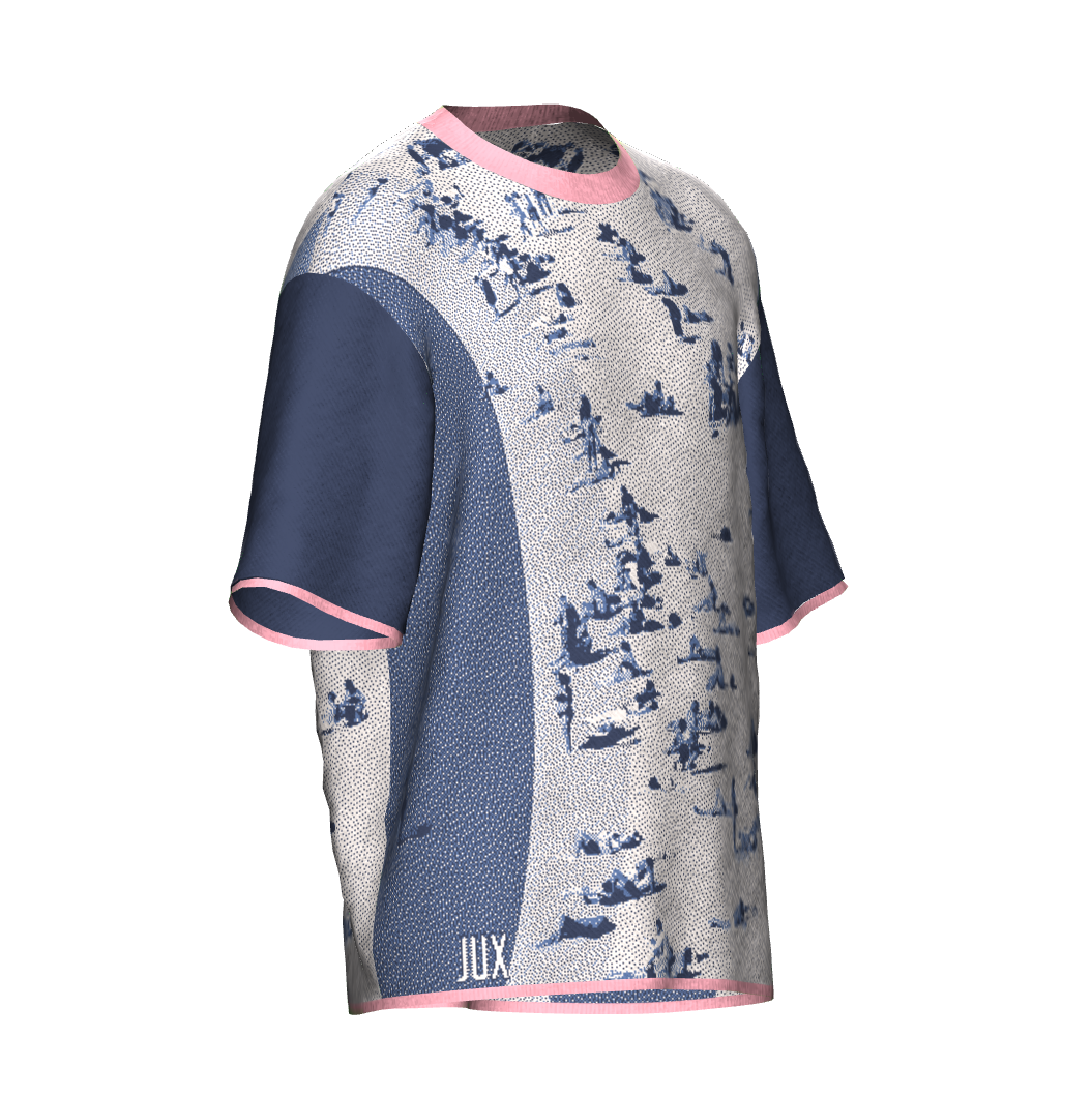 Unisex Jacquard Crewneck Short Sleeve Knitted Sweater - JUX