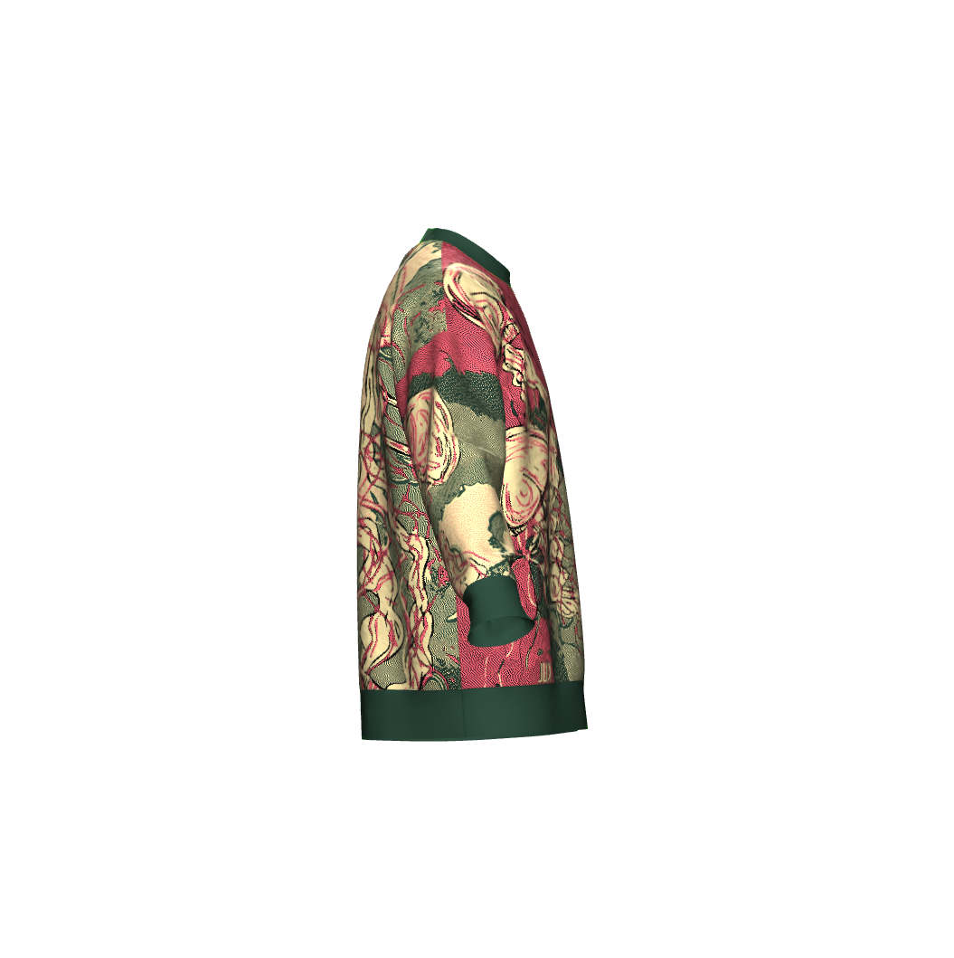 Jellyfish jacquard knit unisex crewneck sweater in Mellow, Pine, Hot Pink, and Black – artistic ocean-inspired pullover with relaxed fit.