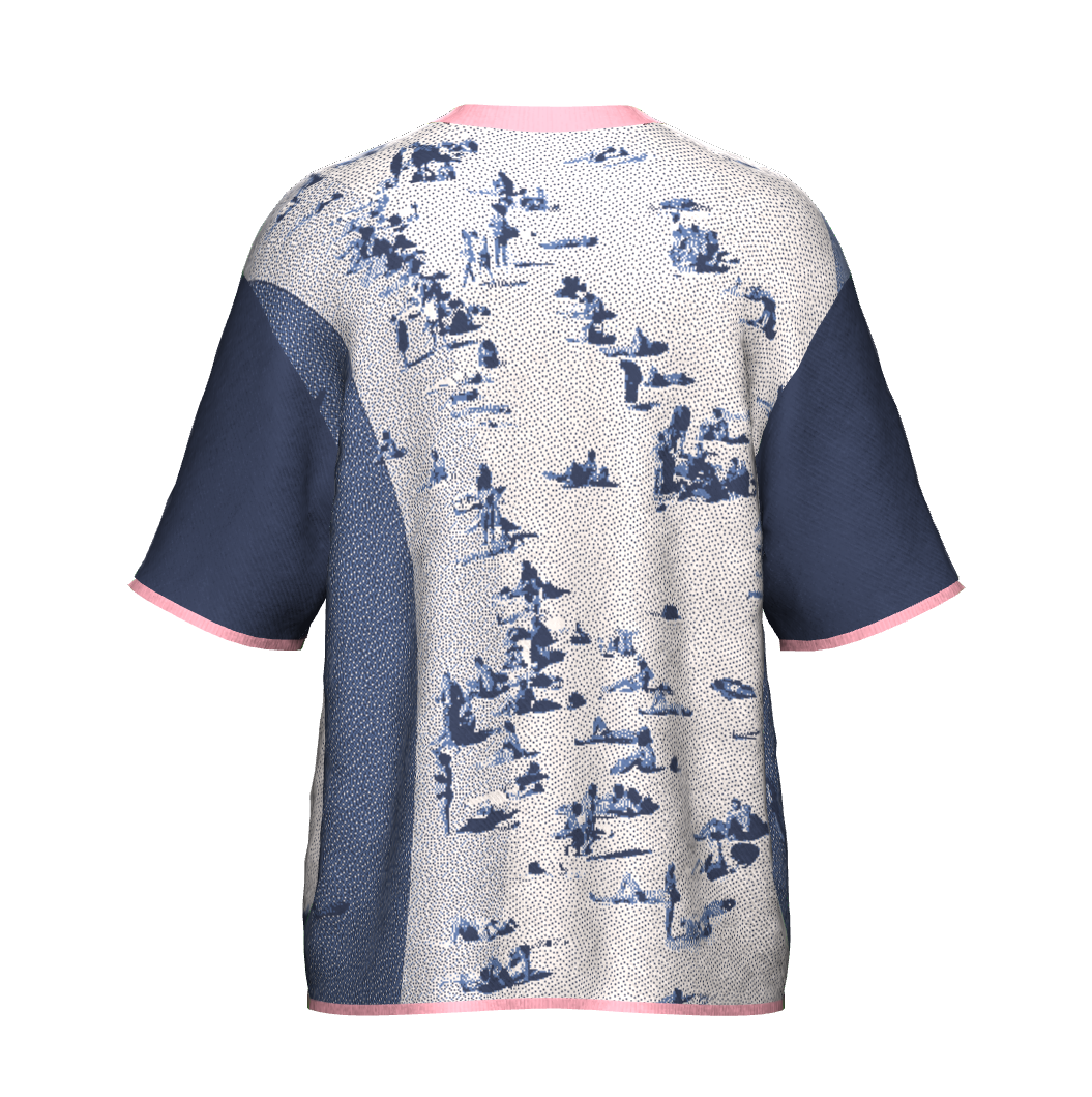 Unisex Jacquard Crewneck Short Sleeve Knitted Sweater - JUX