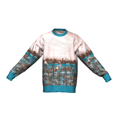 Unisex Jacquard Crewneck Knitted Sweater Relaxed Fit - JUX