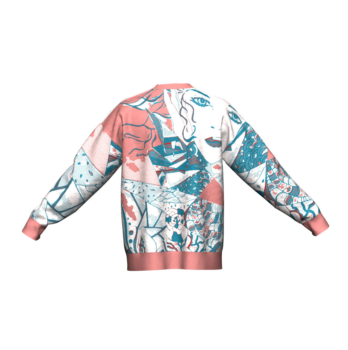 Unisex Jacquard Crewneck Knitted Sweater Relaxed Fit - JUX