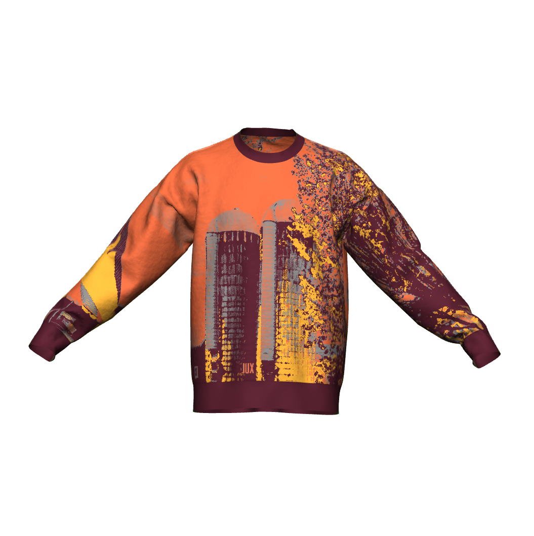 Unisex Jacquard Crewneck Knitted Sweater Relaxed Fit - JUX