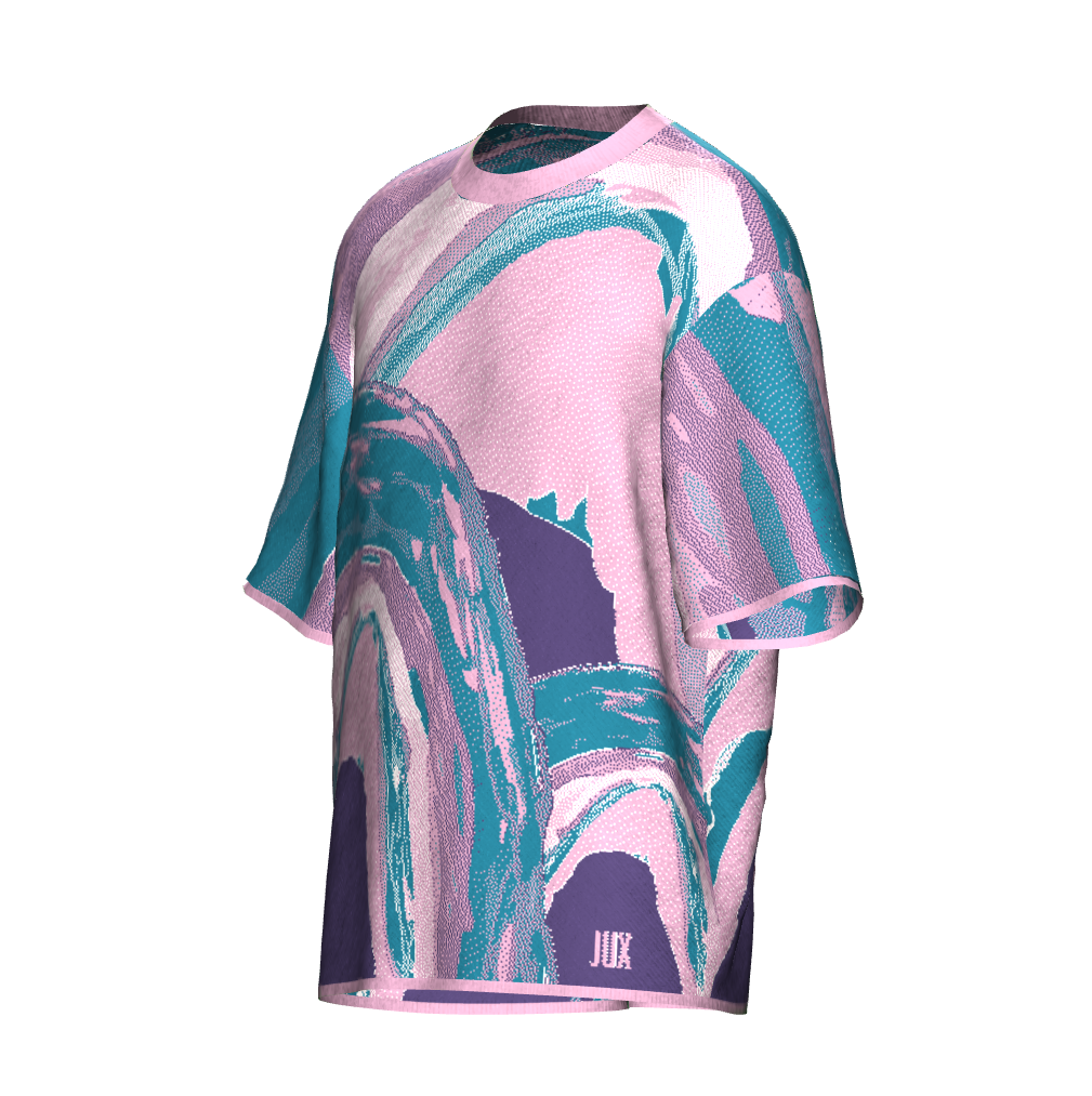 Unisex Jacquard Crewneck Short Sleeve Knitted Sweater - JUX