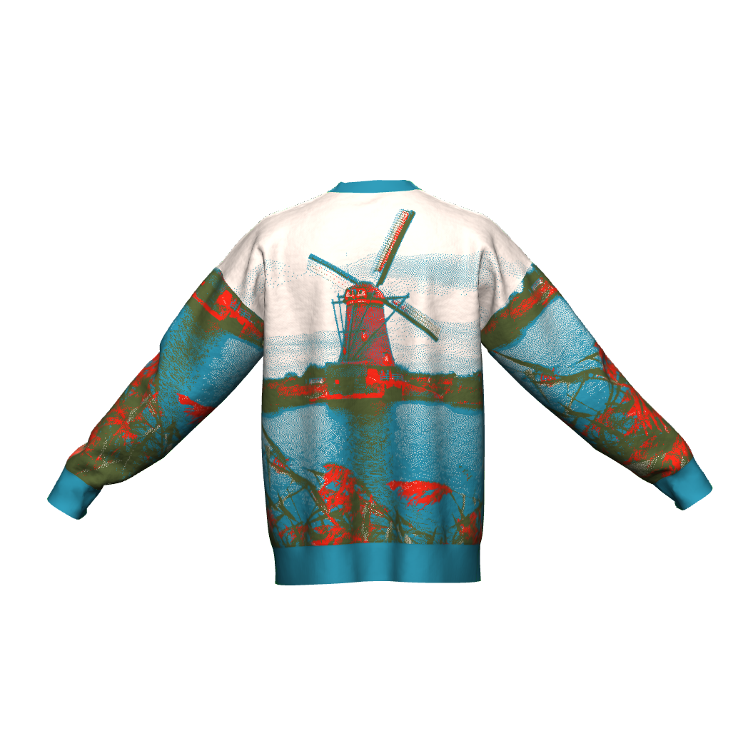 Unisex Jacquard Crewneck Knitted Sweater Relaxed Fit - JUX