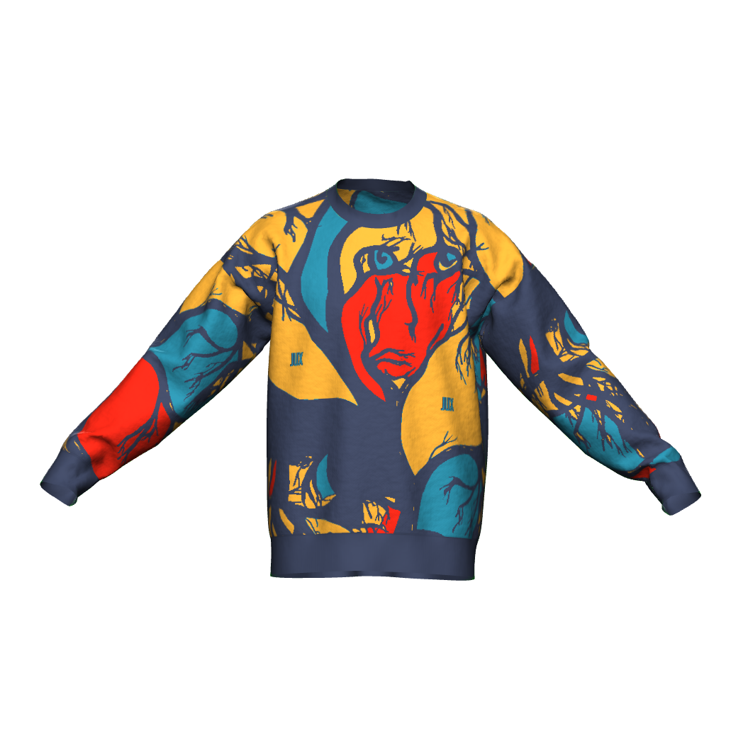 Unisex Jacquard Crewneck Knitted Sweater Relaxed Fit - JUX