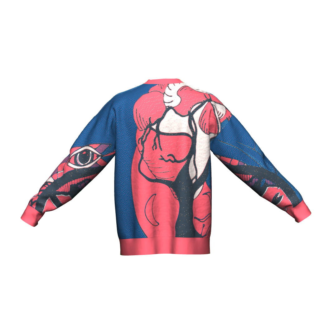 Unisex Jacquard Crewneck Knitted Sweater Relaxed Fit - JUX