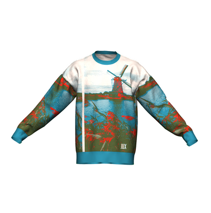 Unisex Jacquard Crewneck Knitted Sweater Relaxed Fit - JUX