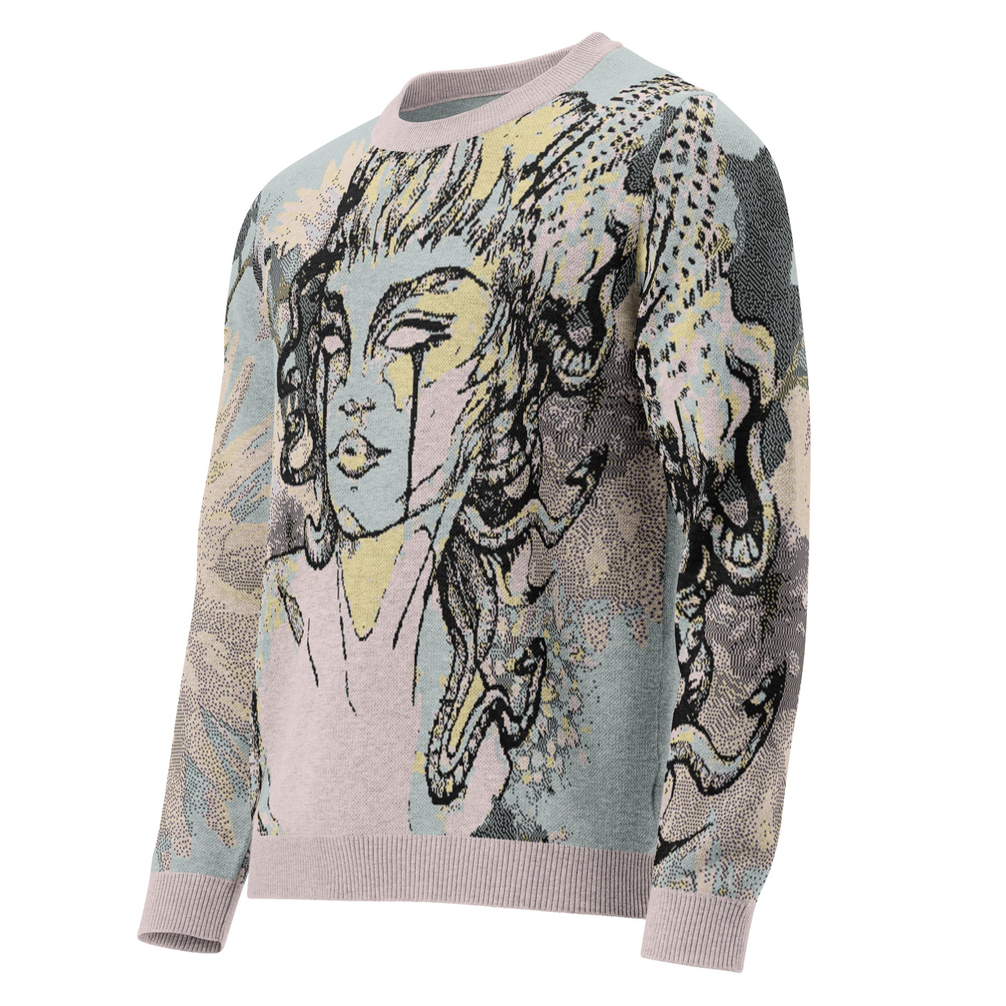 Unisex Jacquard Crewneck Knitted Sweater Classic Fit - JUX