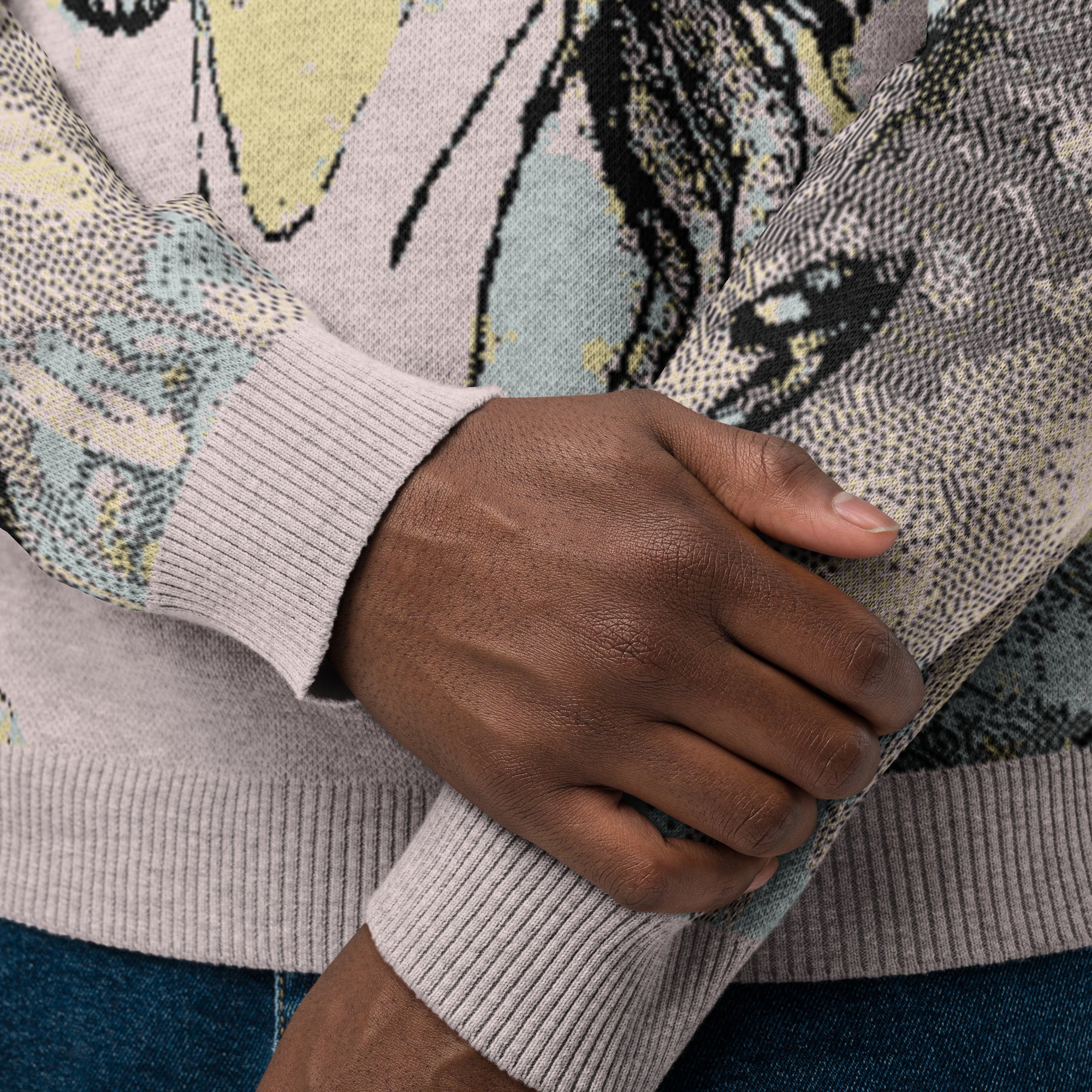 Unisex Jacquard Crewneck Knitted Sweater Classic Fit - JUX