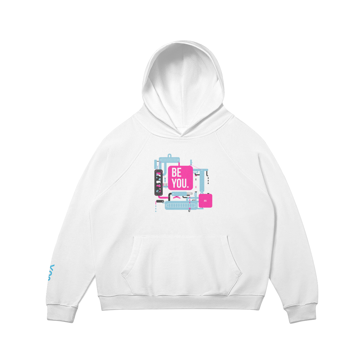 Unisex Embroidered Loose Fit Fleece-lined Hoodie - BE YOU - JUX