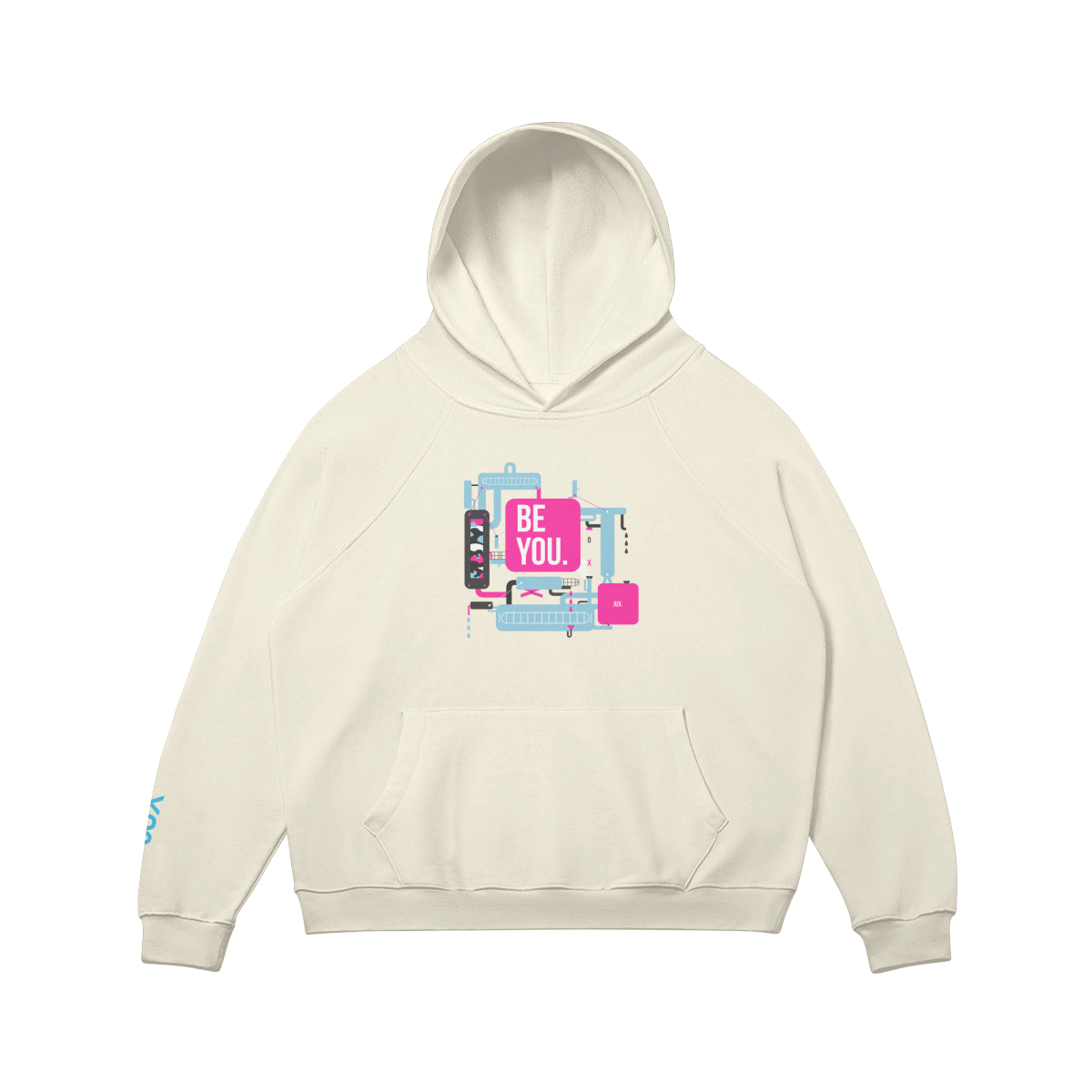 Unisex Embroidered Loose Fit Fleece-lined Hoodie - BE YOU - JUX
