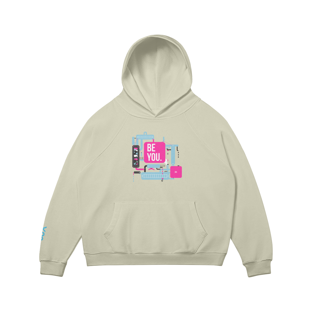 Unisex Embroidered Loose Fit Fleece-lined Hoodie - BE YOU - JUX