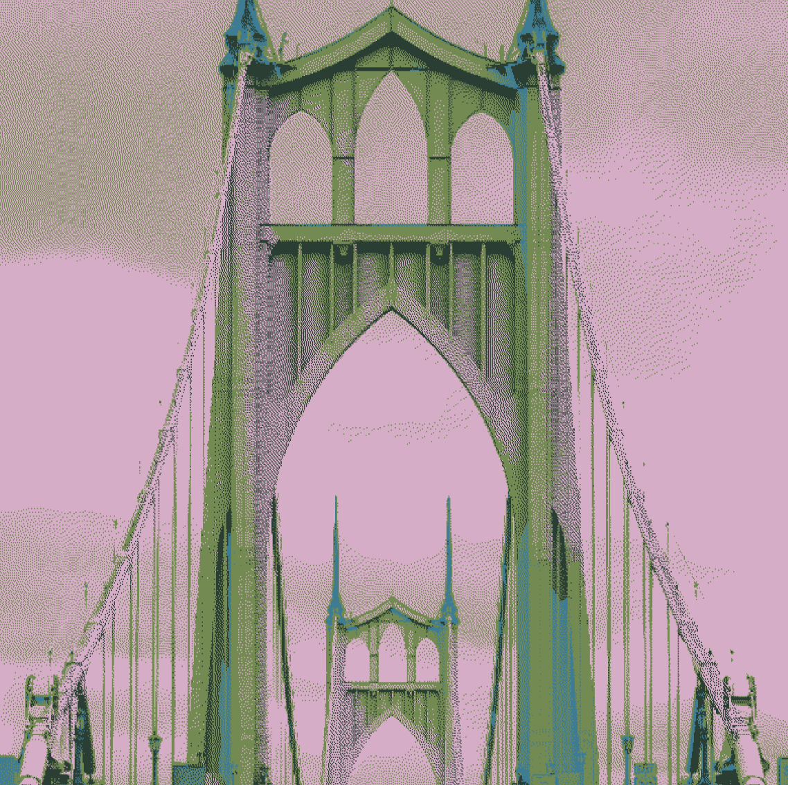 Jacquard Knitted Blanket - St. Johns Bridge - JUX