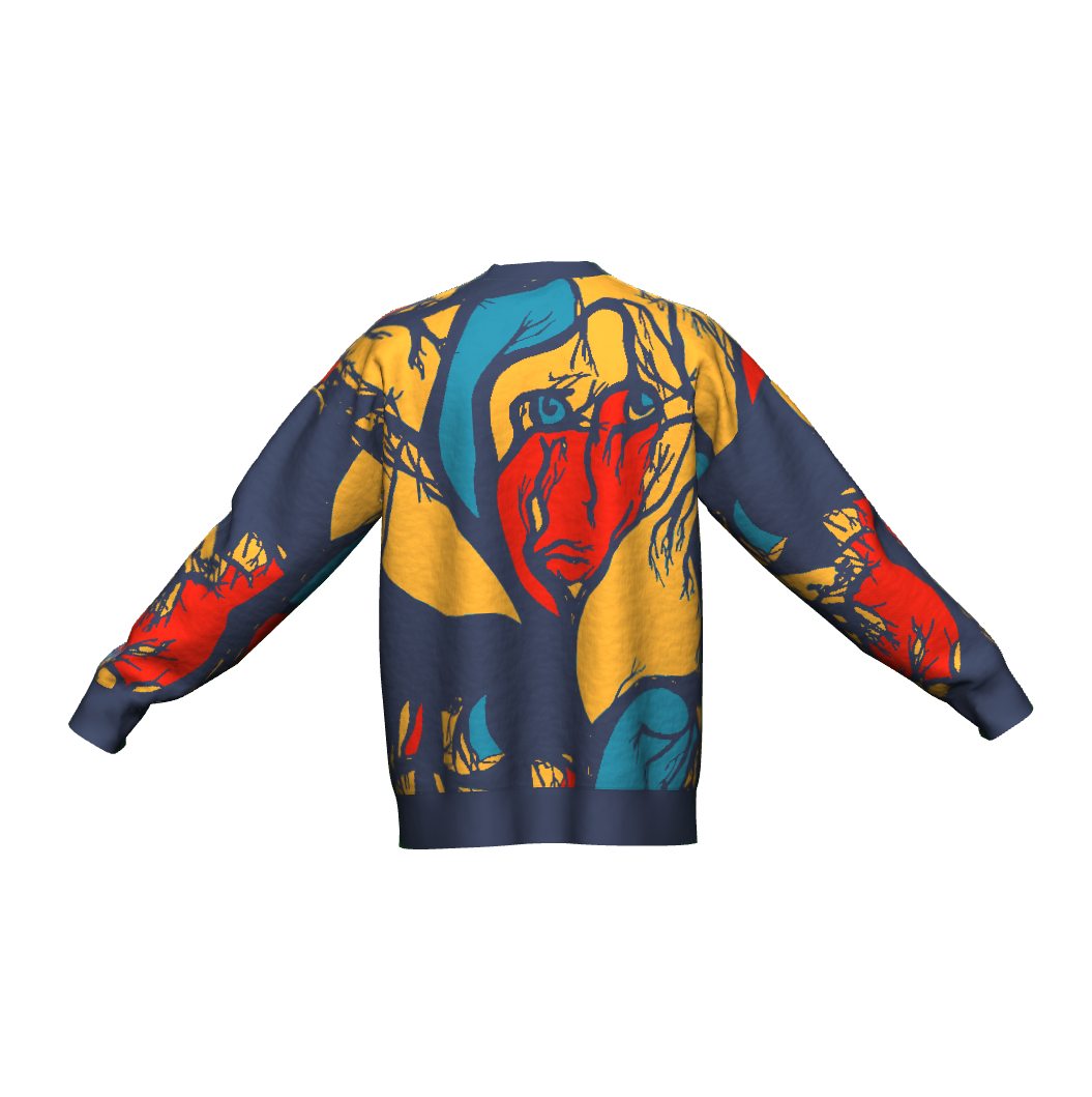 Unisex Jacquard Crewneck Knitted Sweater Relaxed Fit - JUX