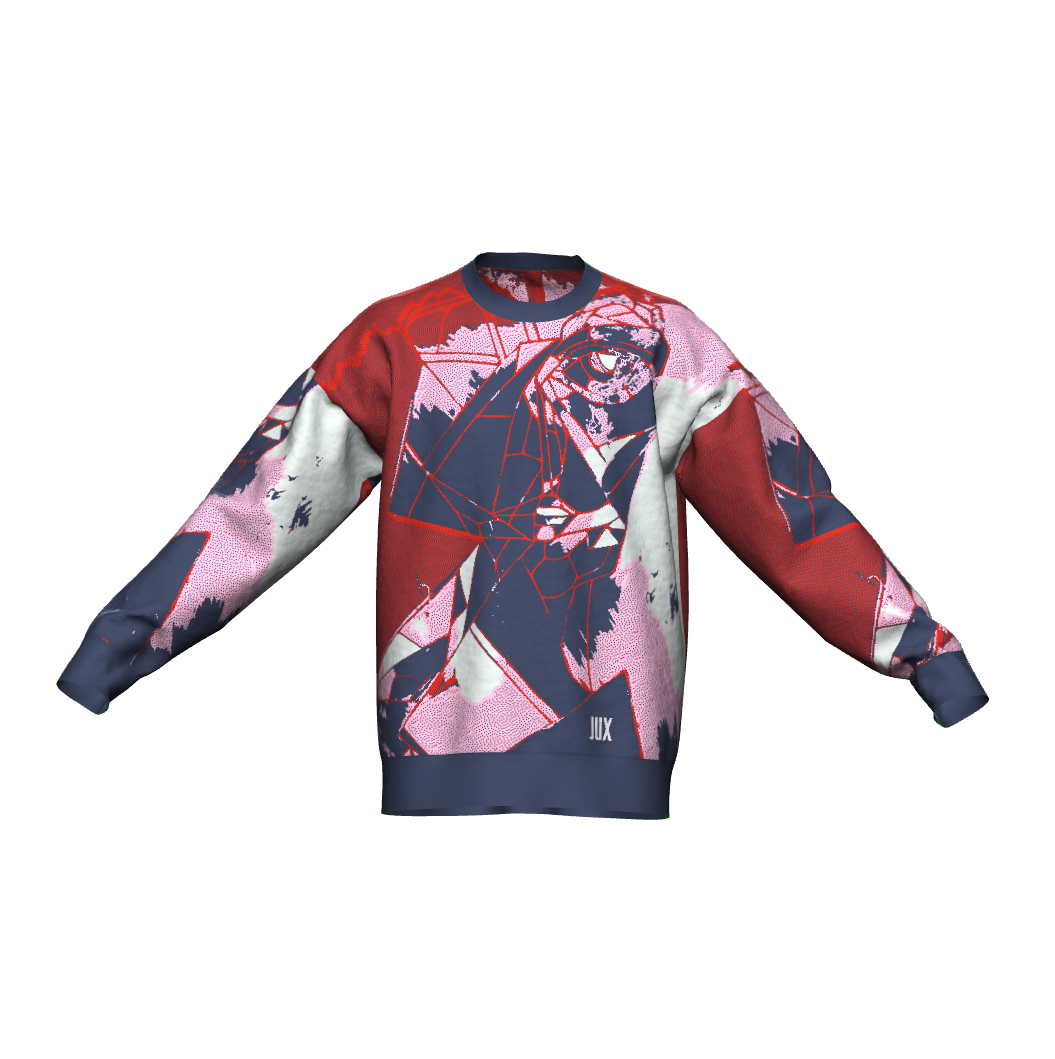 Unisex Jacquard Crewneck Knitted Sweater Relaxed Fit - JUX