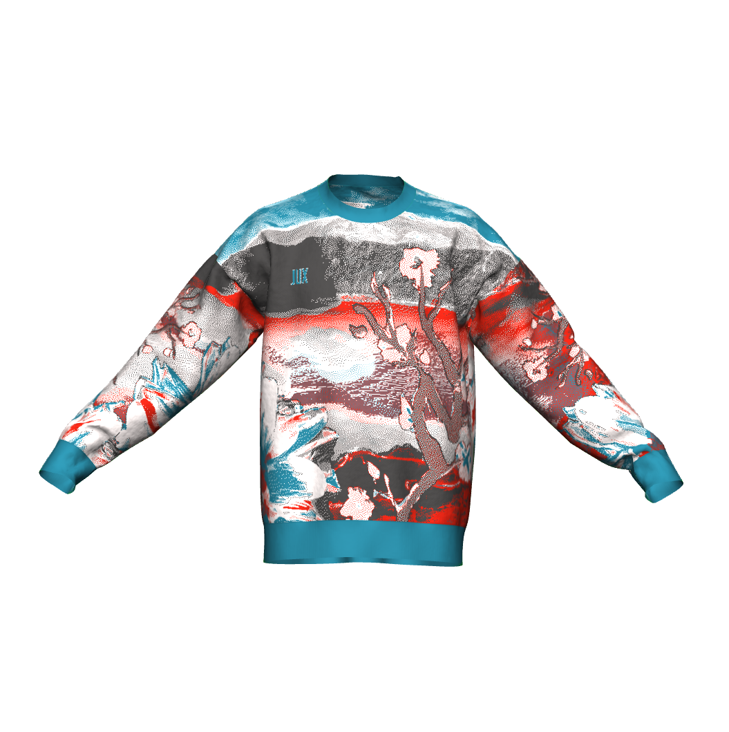 Unisex Jacquard Crewneck Knitted Sweater Relaxed Fit - JUX