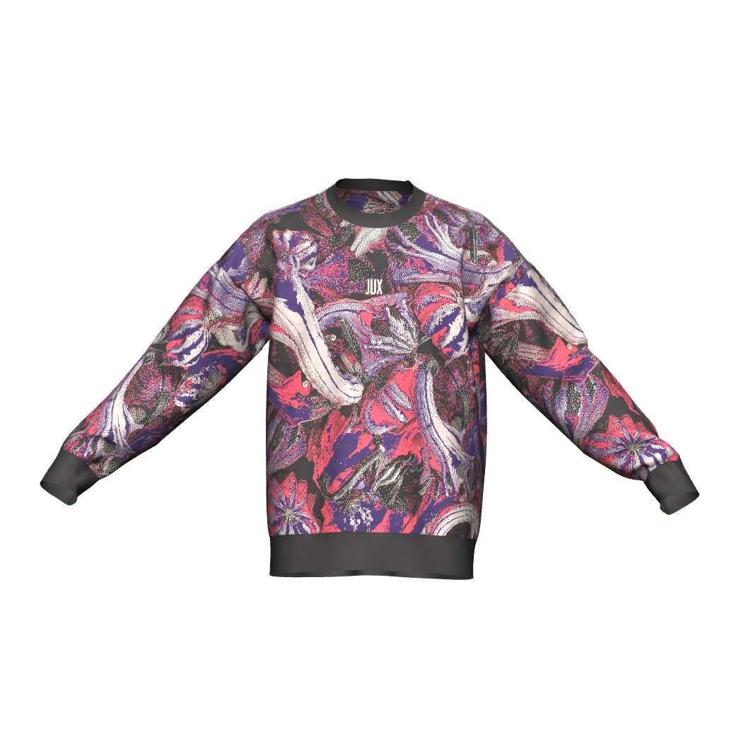Unisex Jacquard Crewneck Knitted Sweater Relaxed Fit - JUX