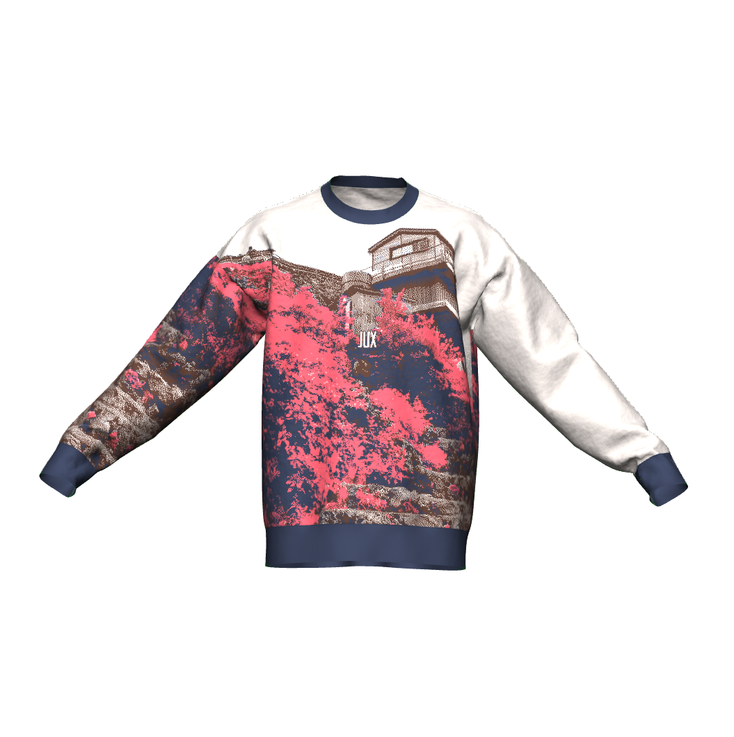 Unisex Jacquard Crewneck Knitted Sweater Relaxed Fit - JUX