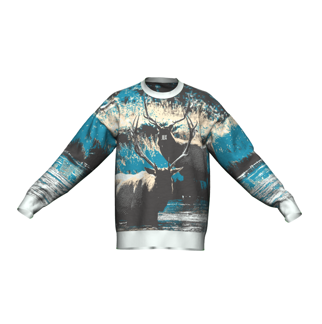 Unisex Jacquard Crewneck Knitted Sweater Relaxed Fit - JUX