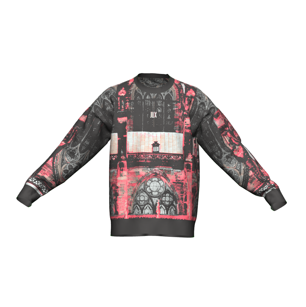 Unisex Jacquard Crewneck Knitted Sweater Relaxed Fit - JUX